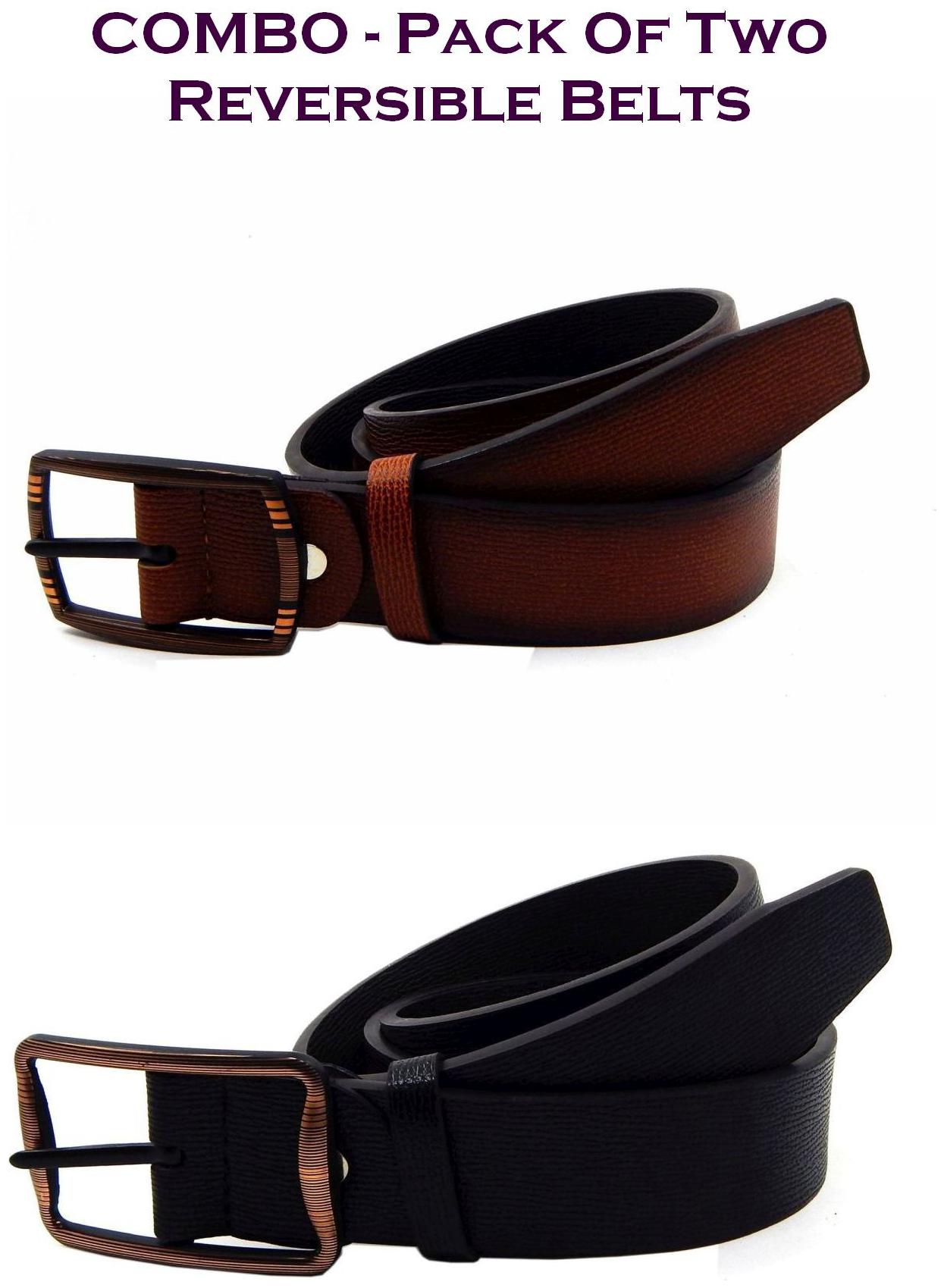 

Els Men Multi Reversible Synthetic leather Belt (Size 40 Pack of 2 )