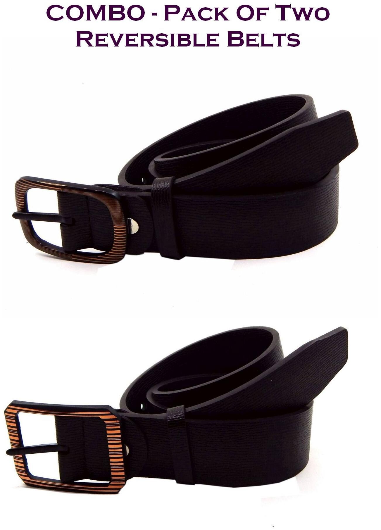 

Els Men Brown Black Reversible Synthetic leather Belt (Size 40 Pack of 2 )