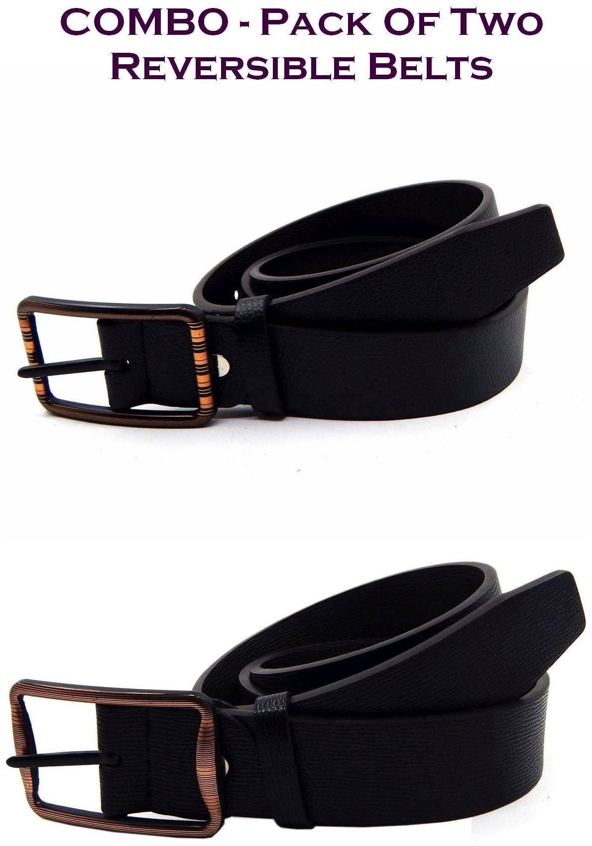 

Els Men Black Brown Reversible Synthetic leather Belt (Size 40 Pack of 2 )