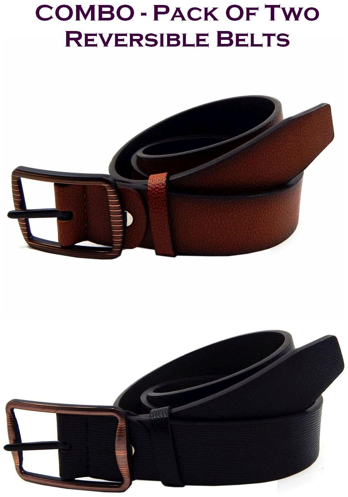 

Els Men Multi Reversible Synthetic leather Belt (Size 40 Pack of 2 )