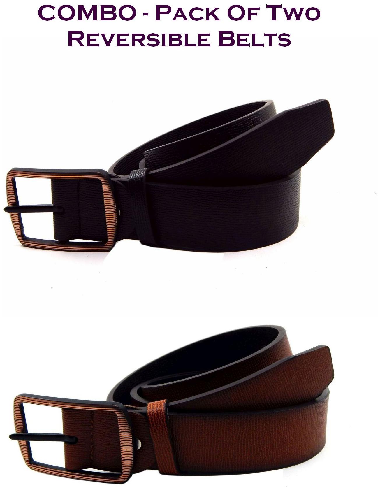 

Els Men Multi Reversible Synthetic leather Belt (Size 38 Pack of 2 )