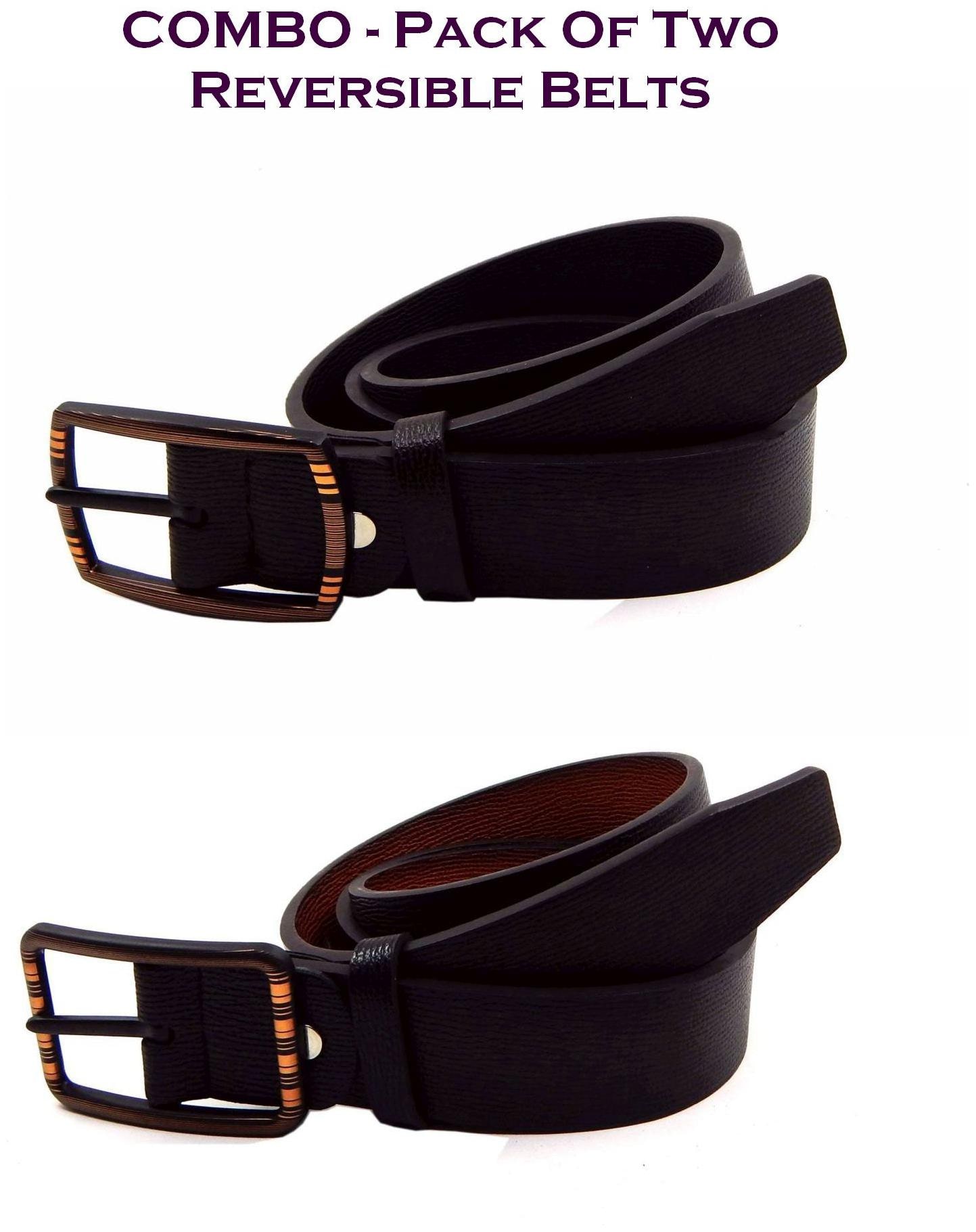 

Els Men Multi Reversible Synthetic leather Belt (Size 34 Pack of 2 )
