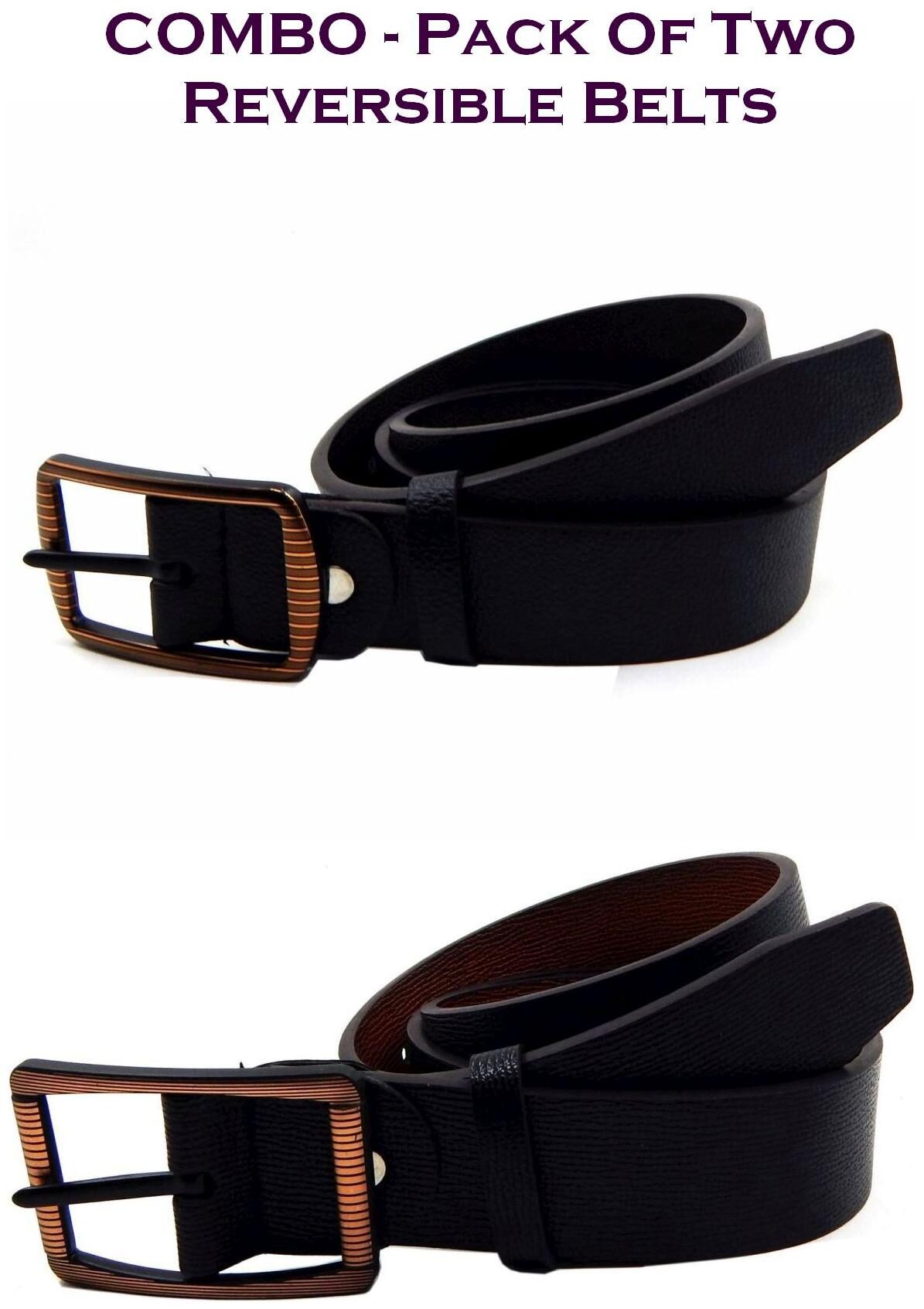 

Els Men Multi Reversible Synthetic leather Belt (Size 38 Pack of 2 )
