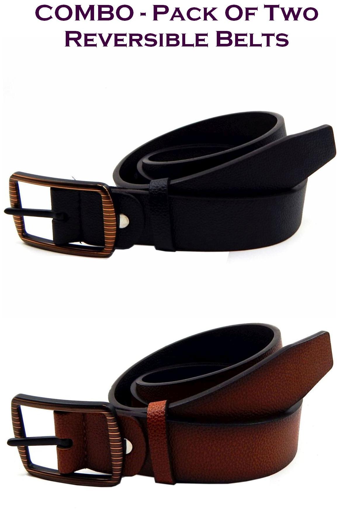 

Els Men Multi Reversible Synthetic leather Belt (Size 40 Pack of 2 )