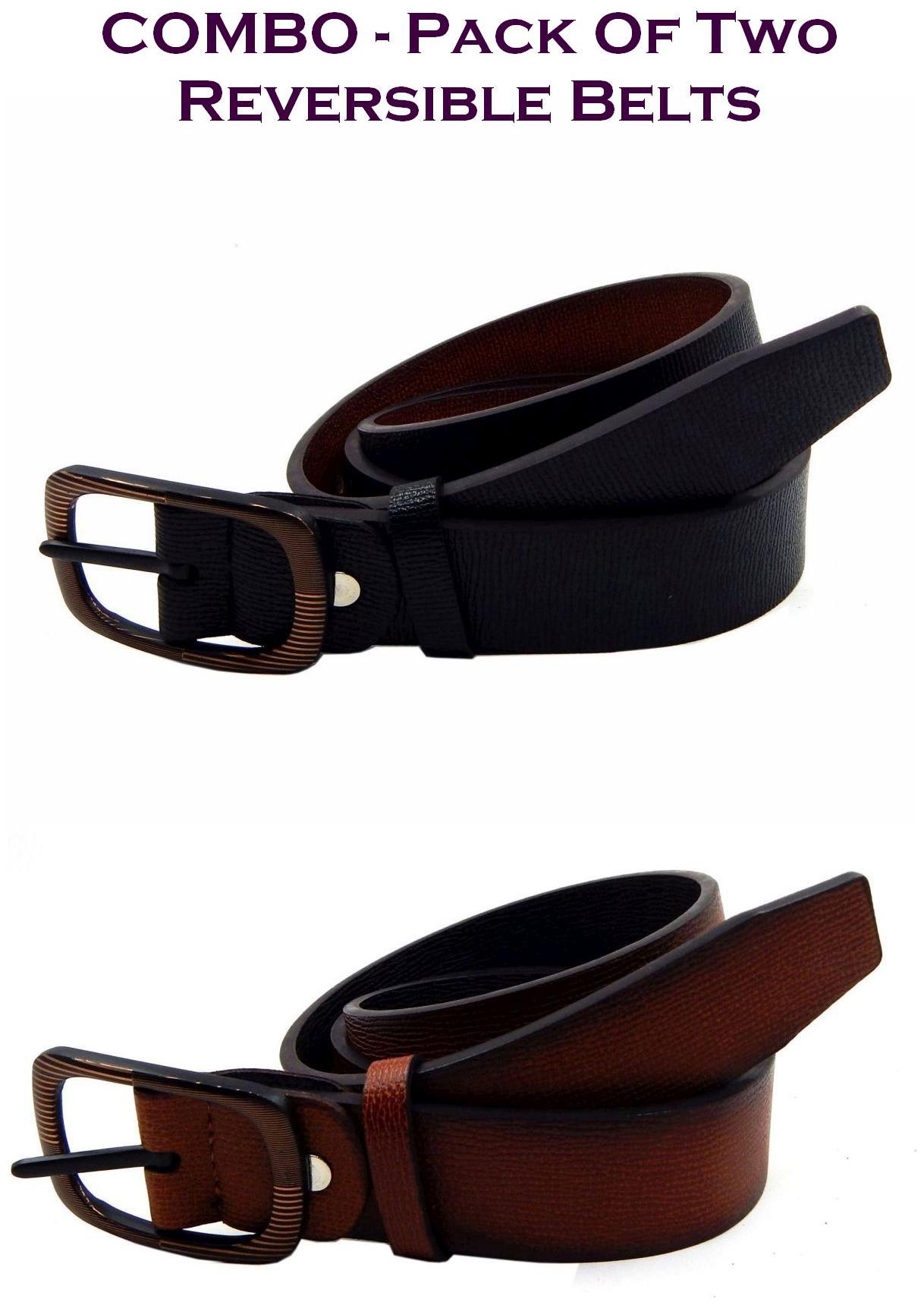 

Els Men Multi Reversible Synthetic leather Belt (Size 34 Pack of 2 )