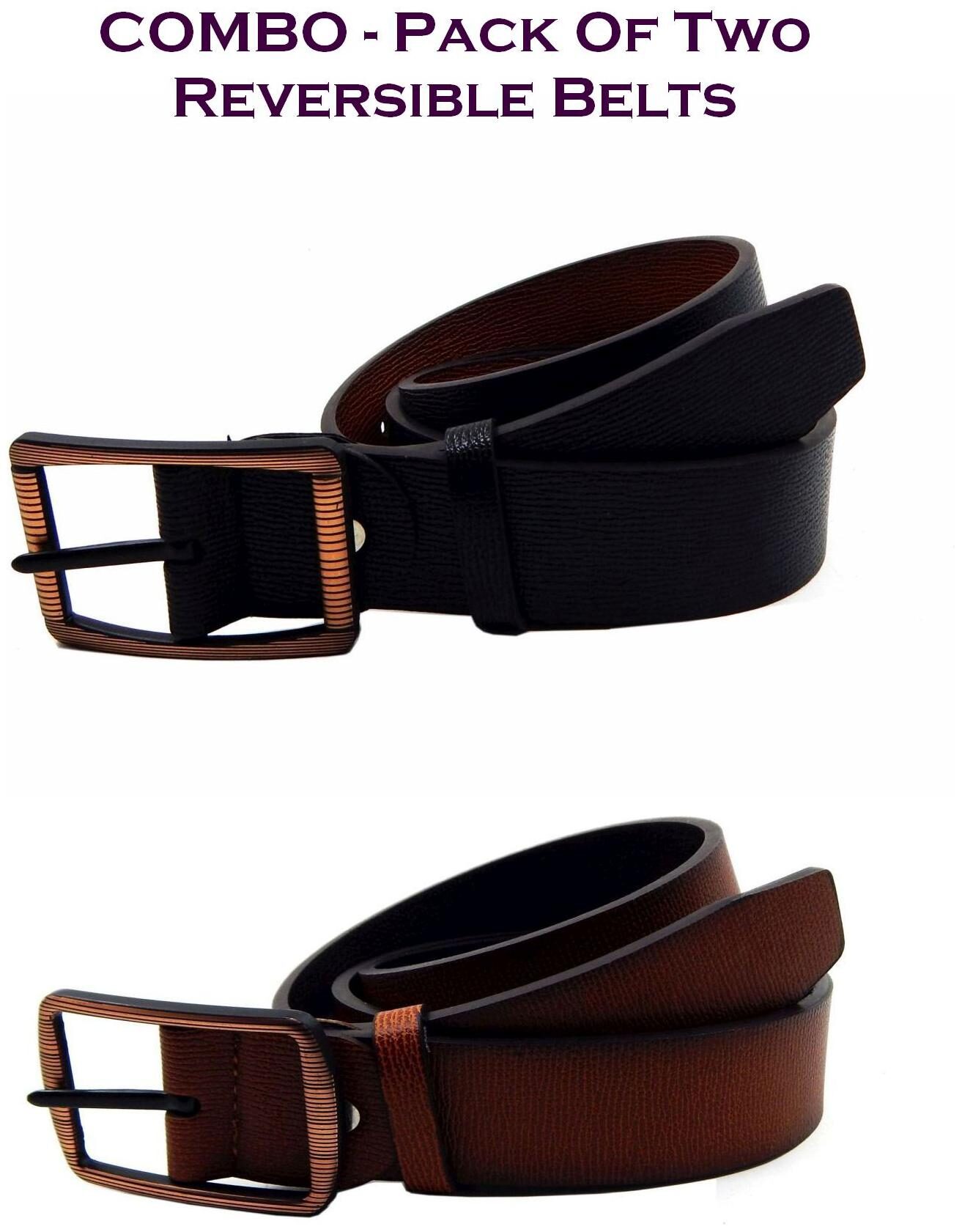 

Els Men Multi Reversible Synthetic leather Belt (Size 40 Pack of 2 )