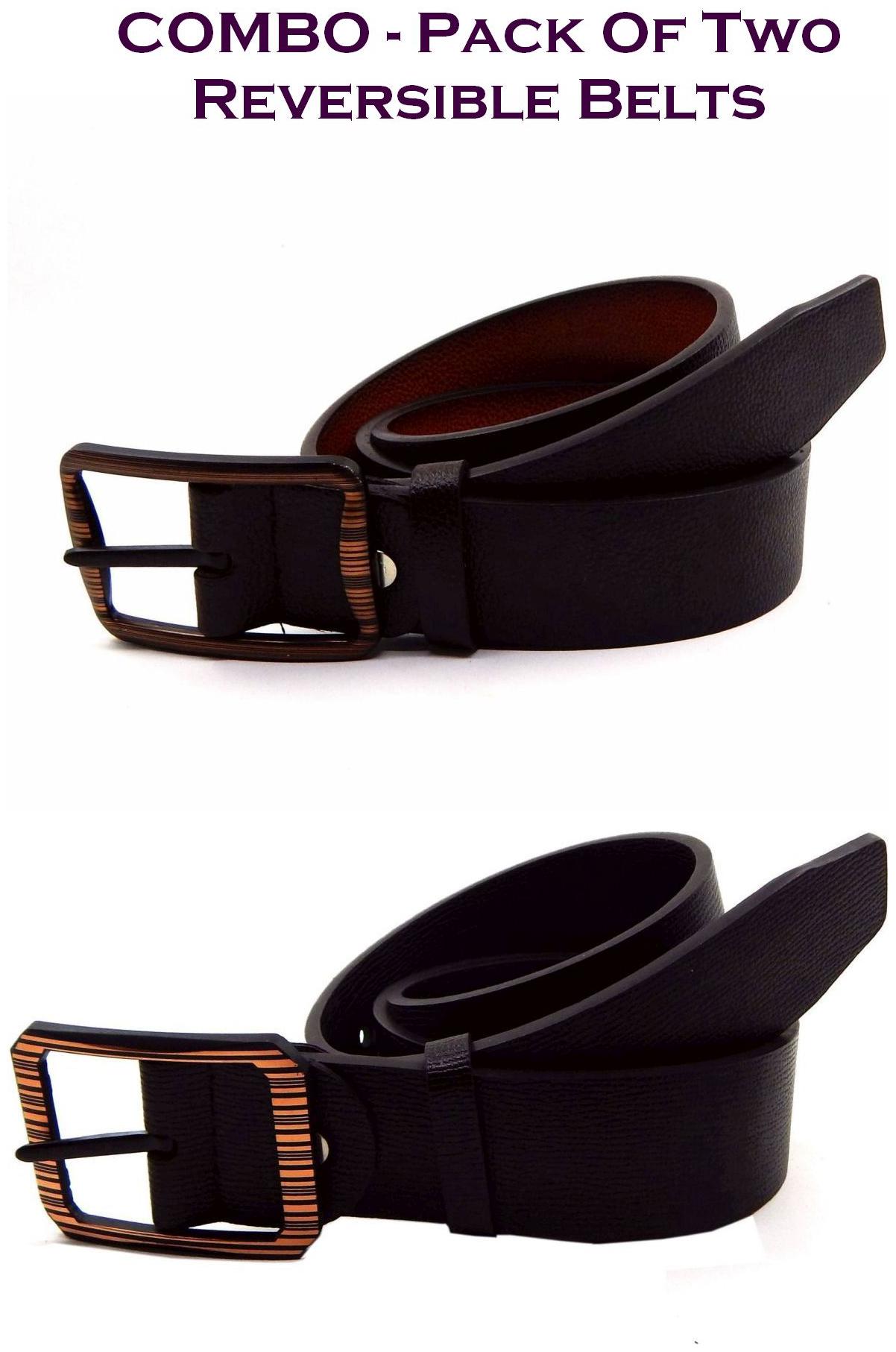 

Els Men Multi Reversible Synthetic leather Belt (Size 34 Pack of 2 )