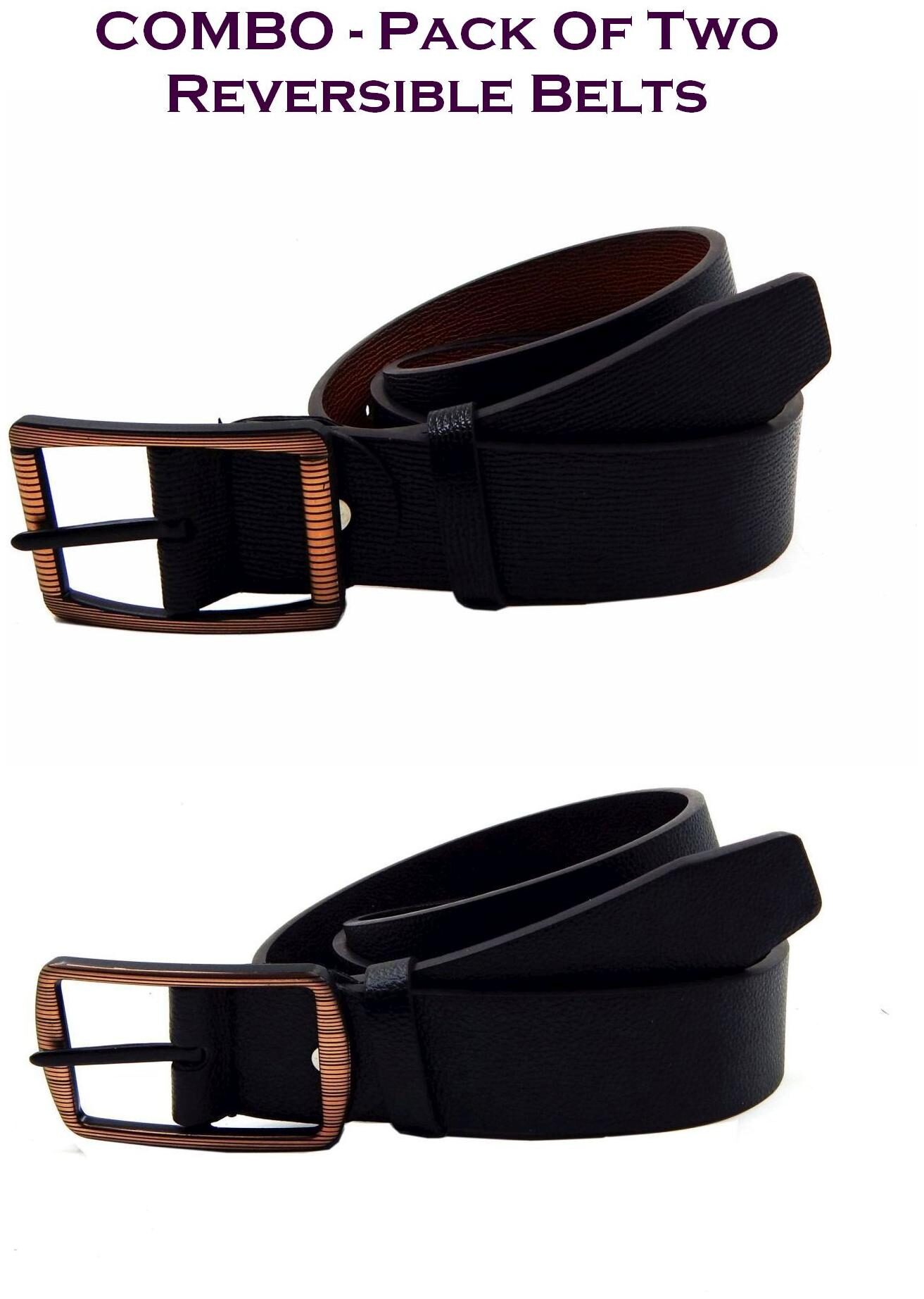 

Els Men Multi Reversible Synthetic leather Belt (Size 38 Pack of 2 )