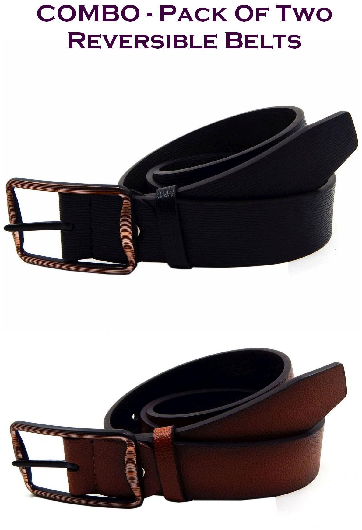 

Els Men Multi Reversible Synthetic leather Belt (Size 38 Pack of 2 )