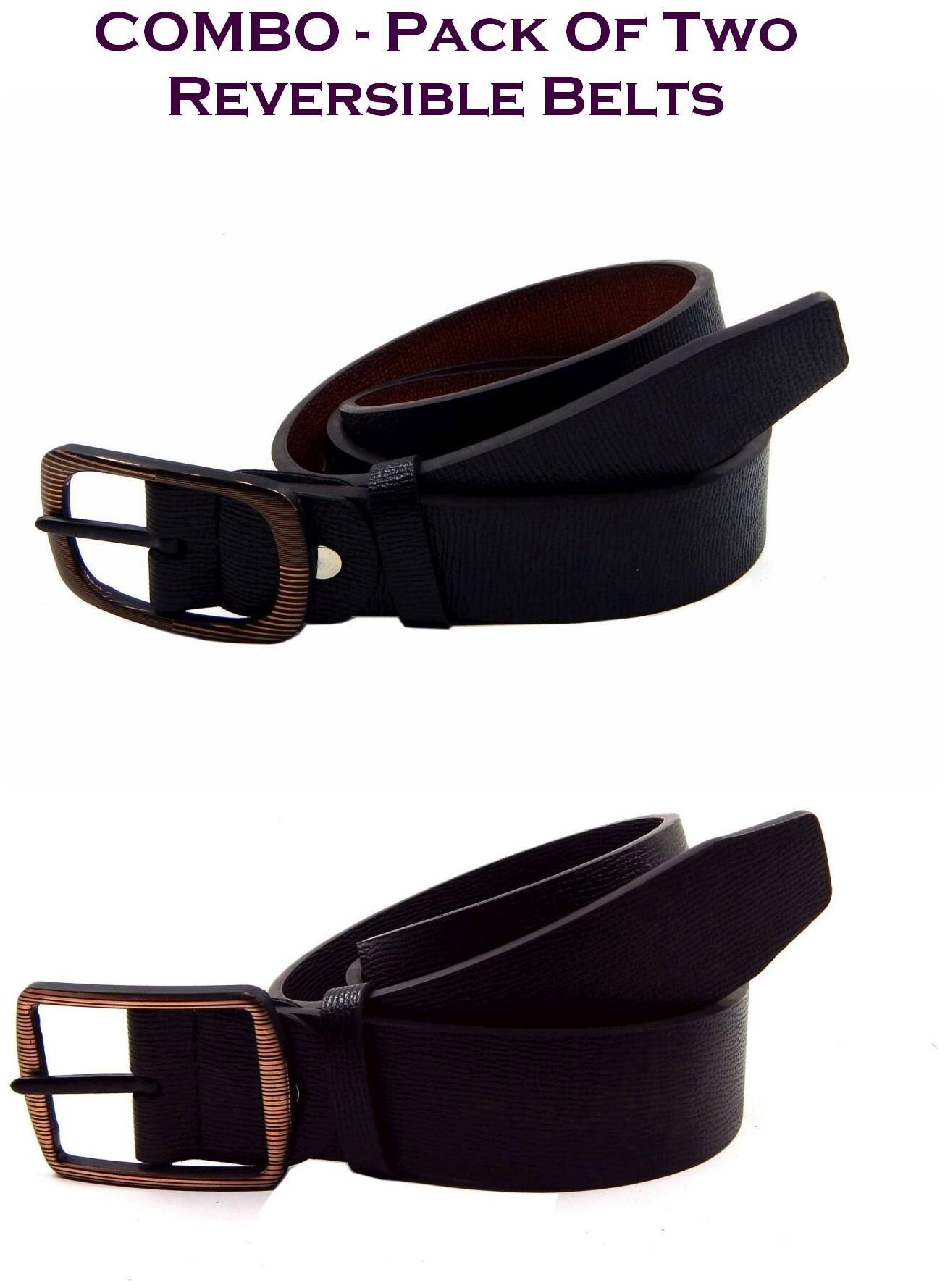 

Els Men Multi Reversible Synthetic leather Belt (Size 34 Pack of 2 )
