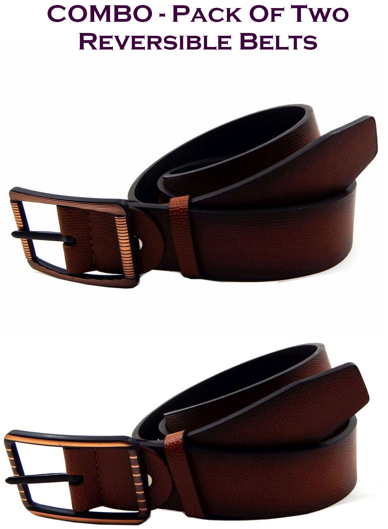 

Els Men Multi Reversible Synthetic leather Belt (Size 34 Pack of 2 )