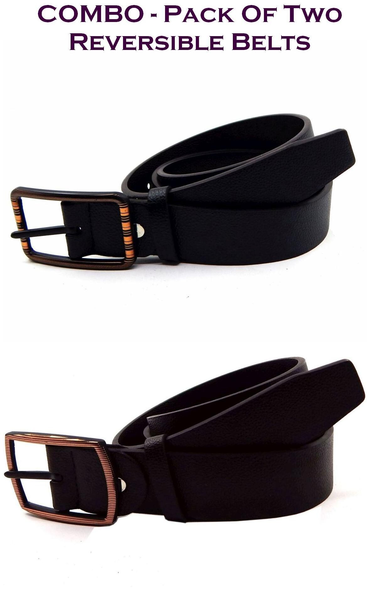 

Els Men Black Brown Reversible Synthetic leather Belt (Size 40 Pack of 2 )