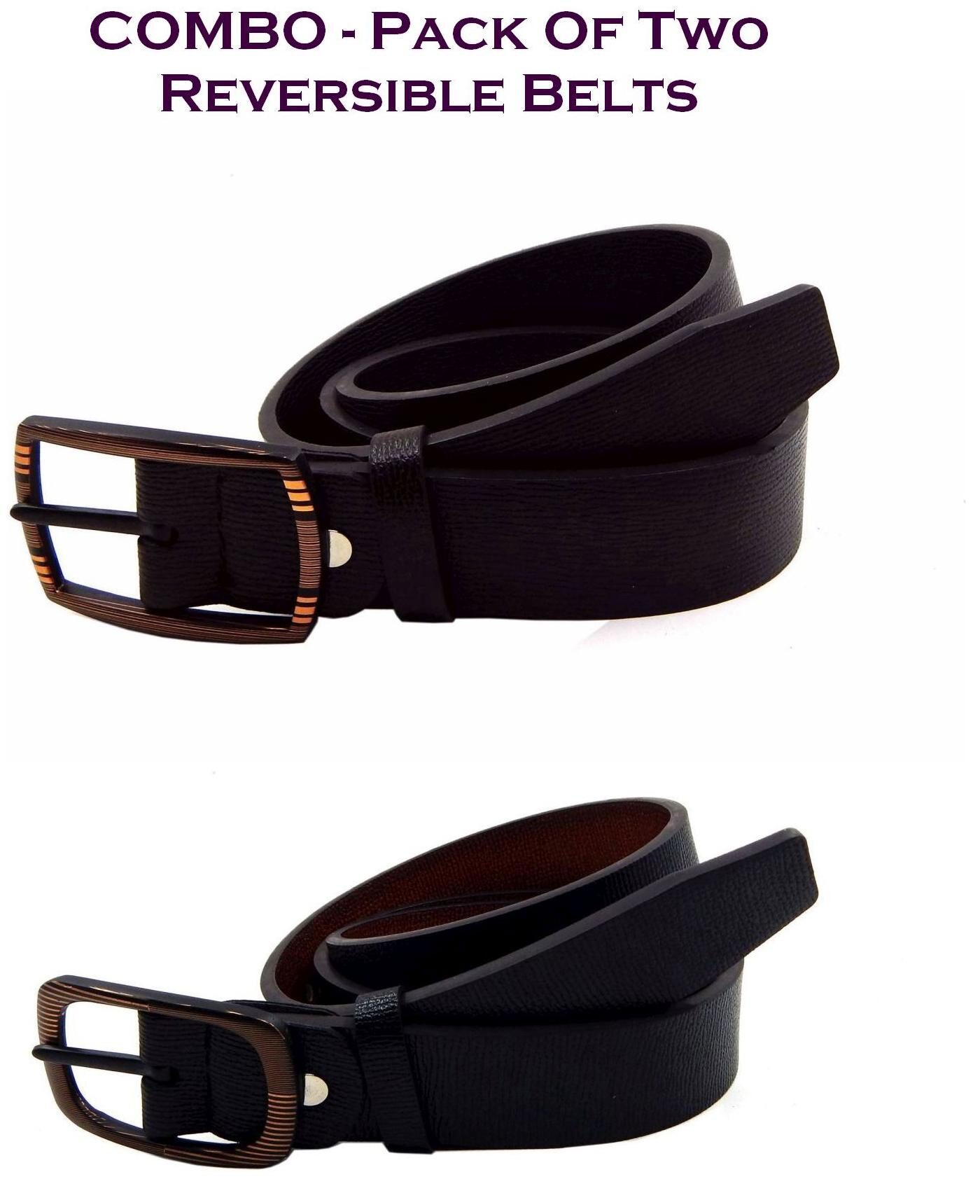 

Els Men Multi Reversible Synthetic leather Belt (Size 38 Pack of 2 )