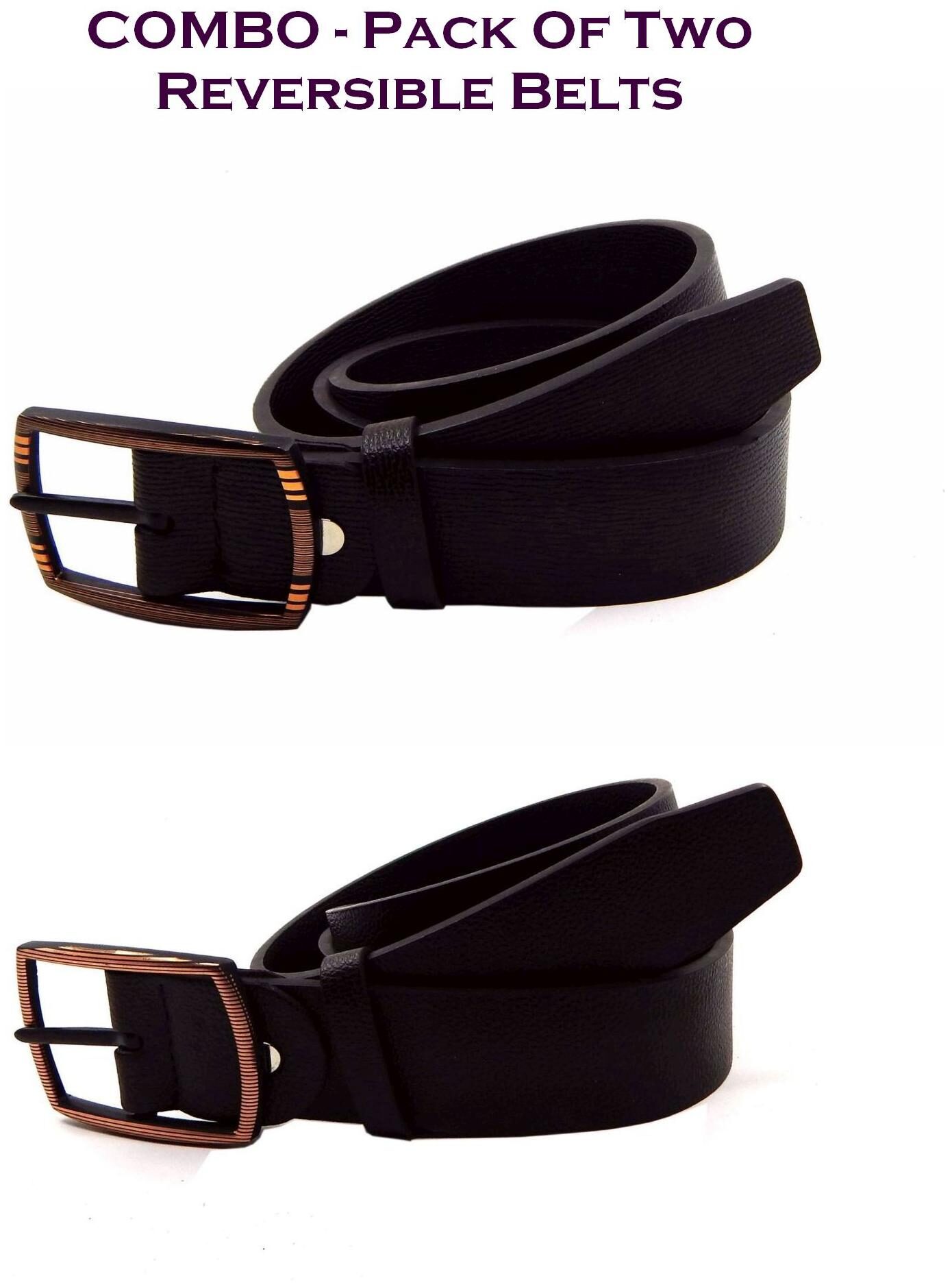 

Els Men Brown Black Reversible Synthetic leather Belt (Size 34 Pack of 2 )