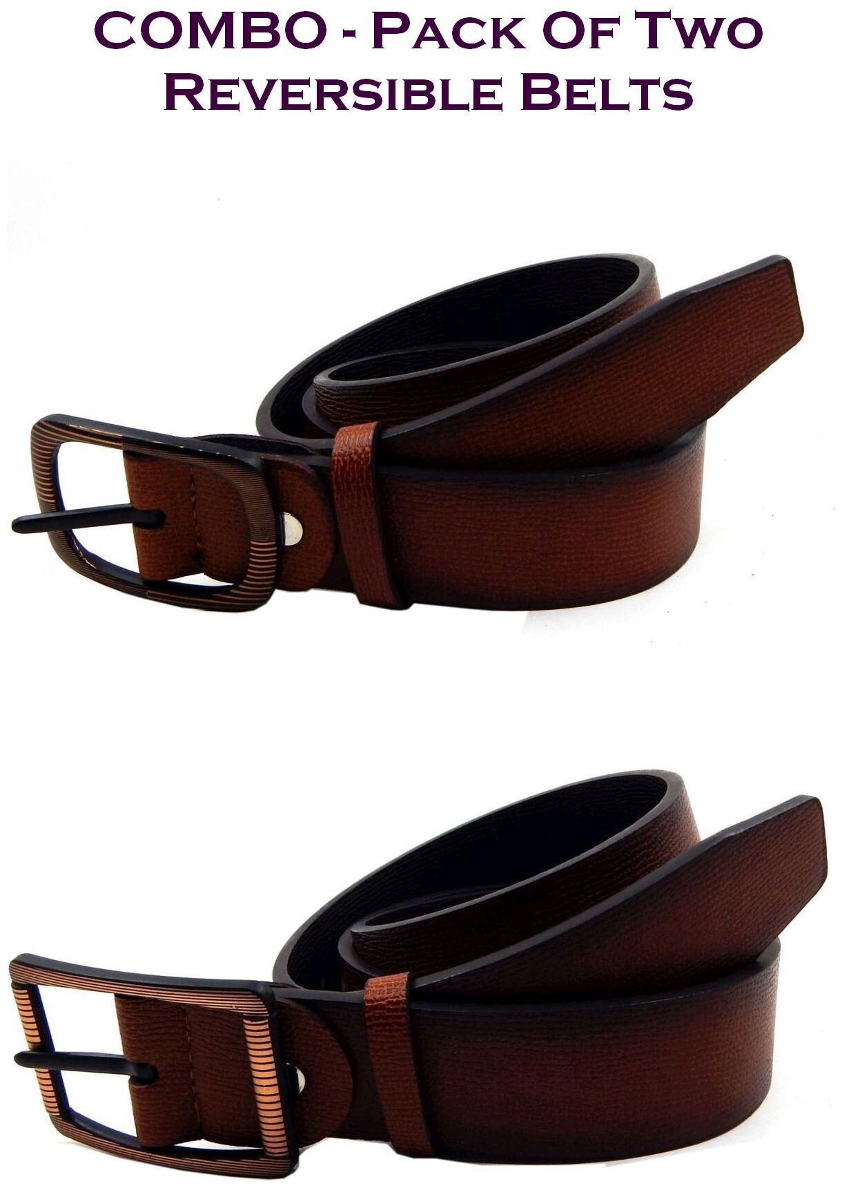 

Els Men Multi Reversible Synthetic leather Belt (Size 34 Pack of 2 )