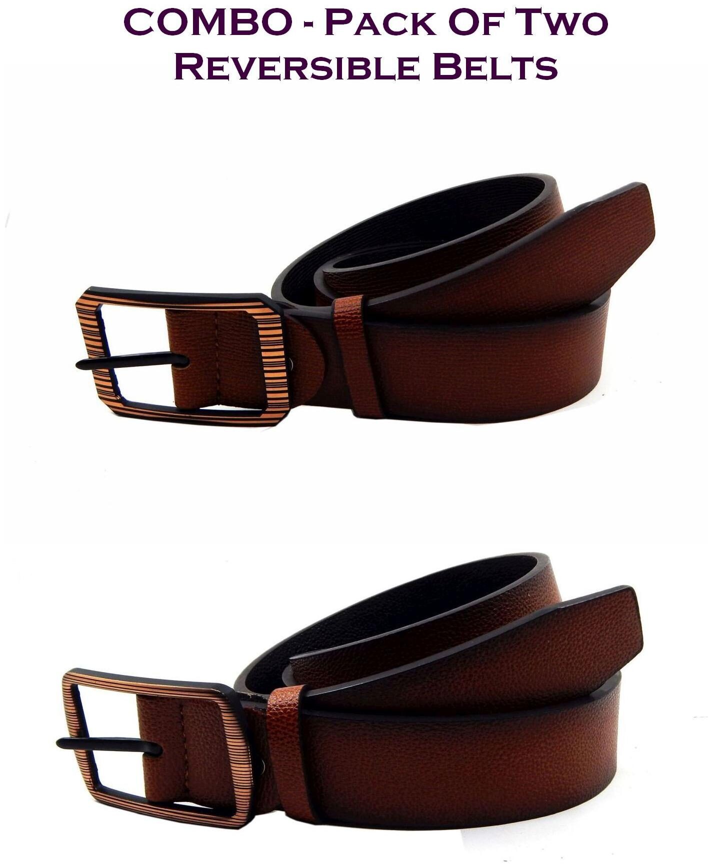 

Els Men Multi Reversible Synthetic leather Belt (Size 40 Pack of 2 )