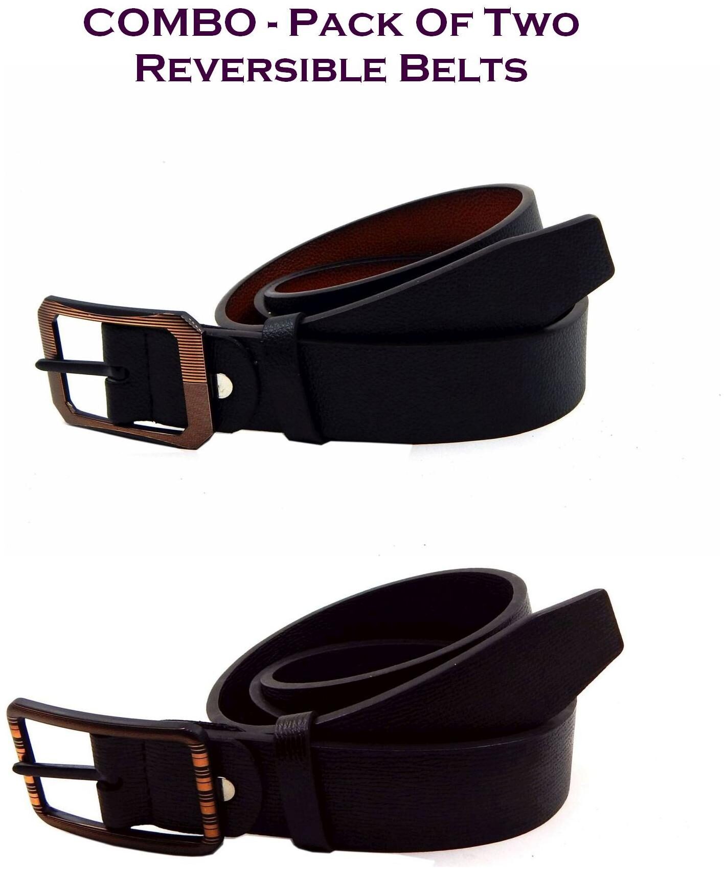 

Els Men Multi Reversible Synthetic leather Belt (Size 38 Pack of 2 )