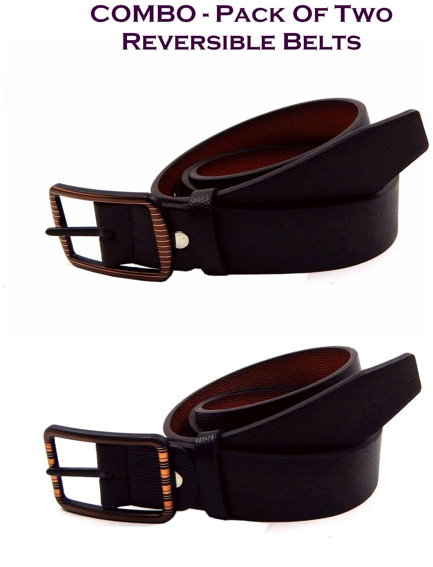 

Els Men Brown Tan Reversible Synthetic leather Belt (Size 36 Pack of 2 )