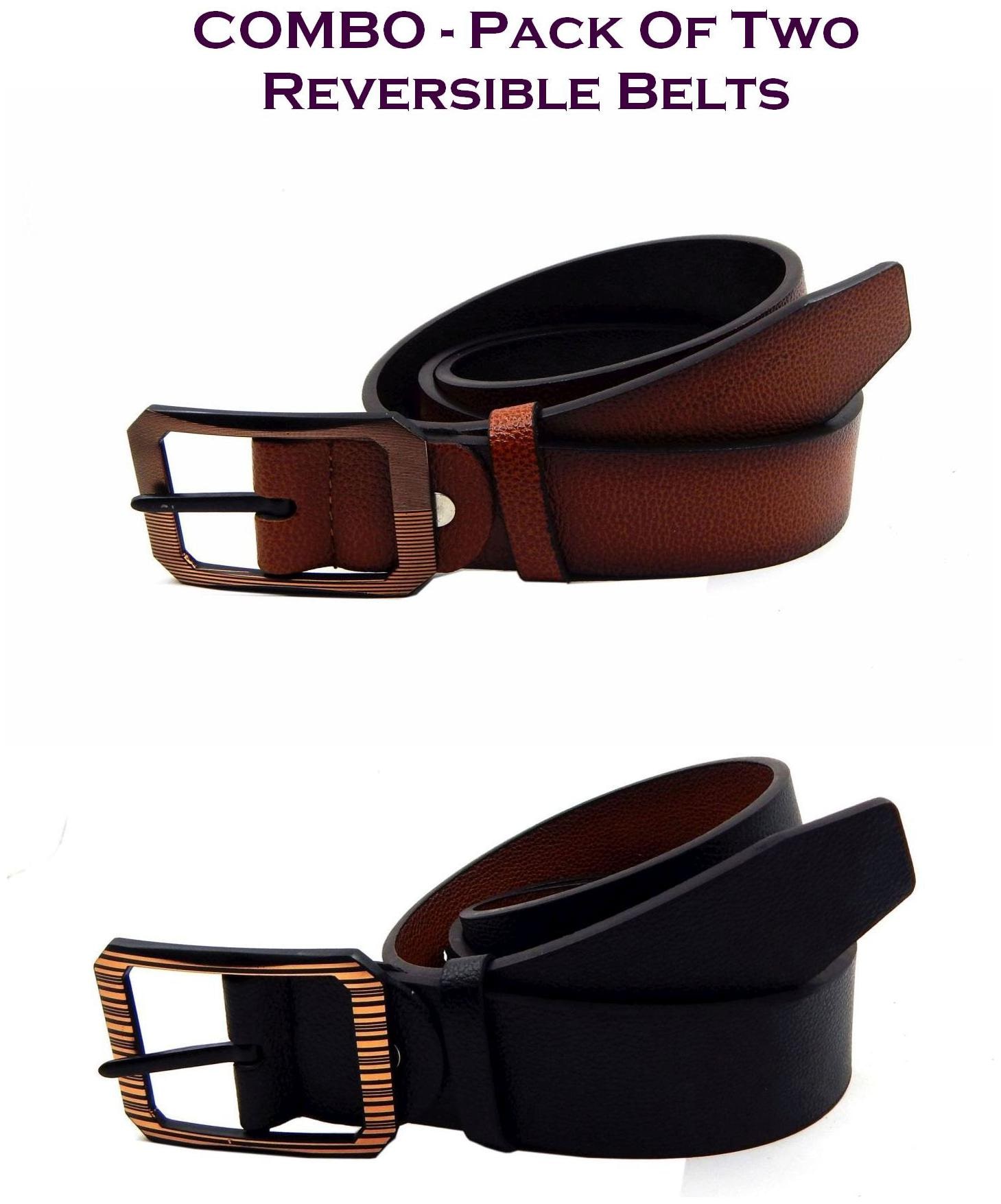 

Els Men Multi Reversible Synthetic leather Belt (Size 38 Pack of 2 )