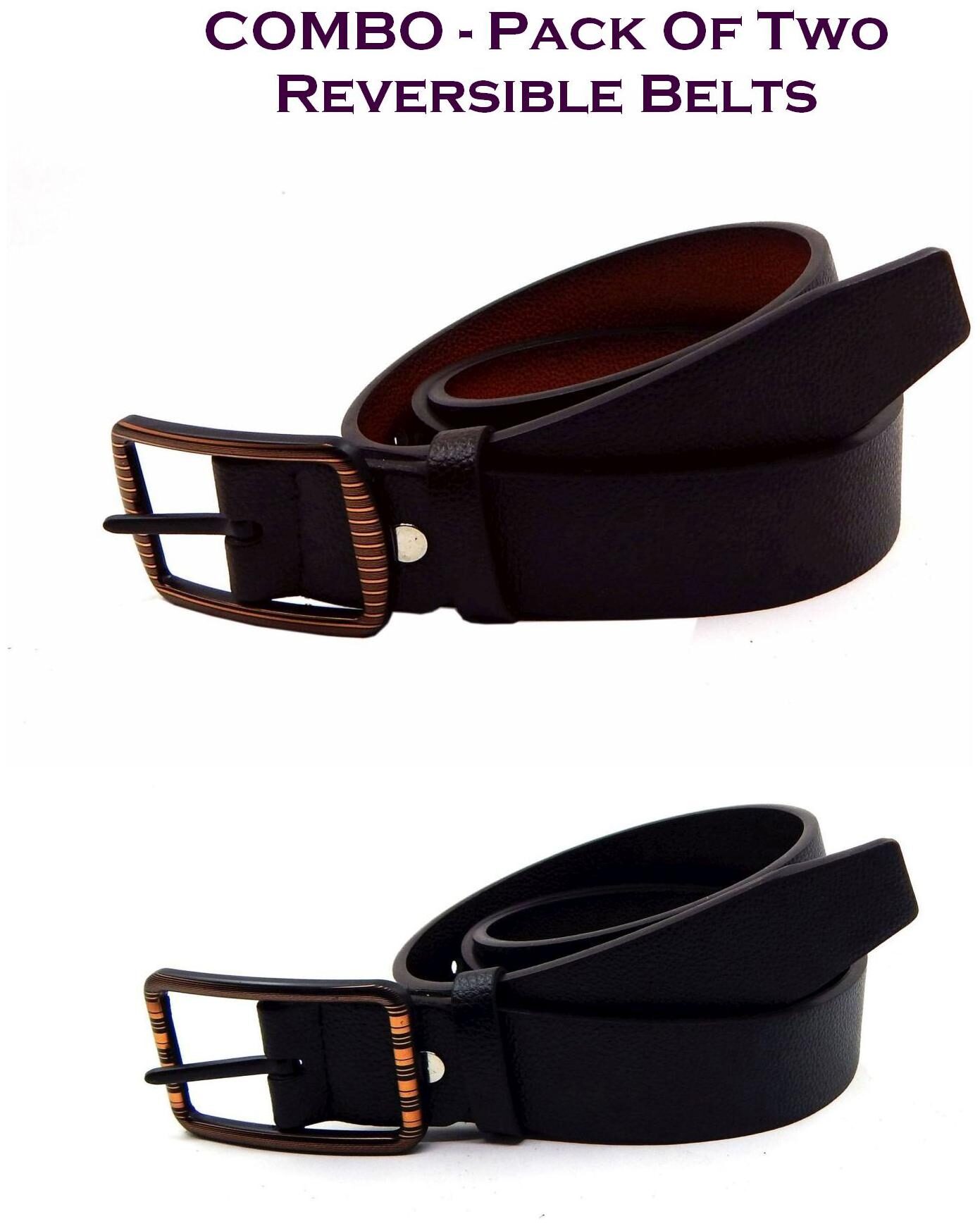 

Els Men Multi Reversible Synthetic leather Belt (Size 34 Pack of 2 )