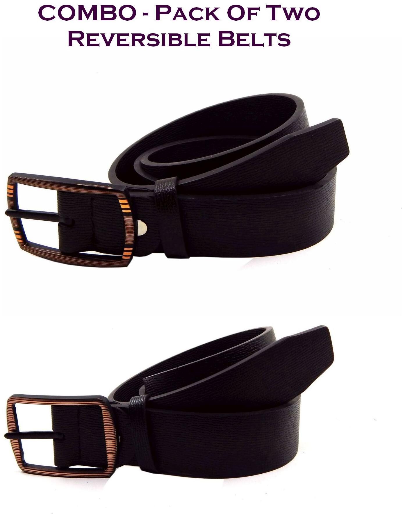 

Els Men Brown Black Reversible Synthetic leather Belt (Size 34 Pack of 2 )