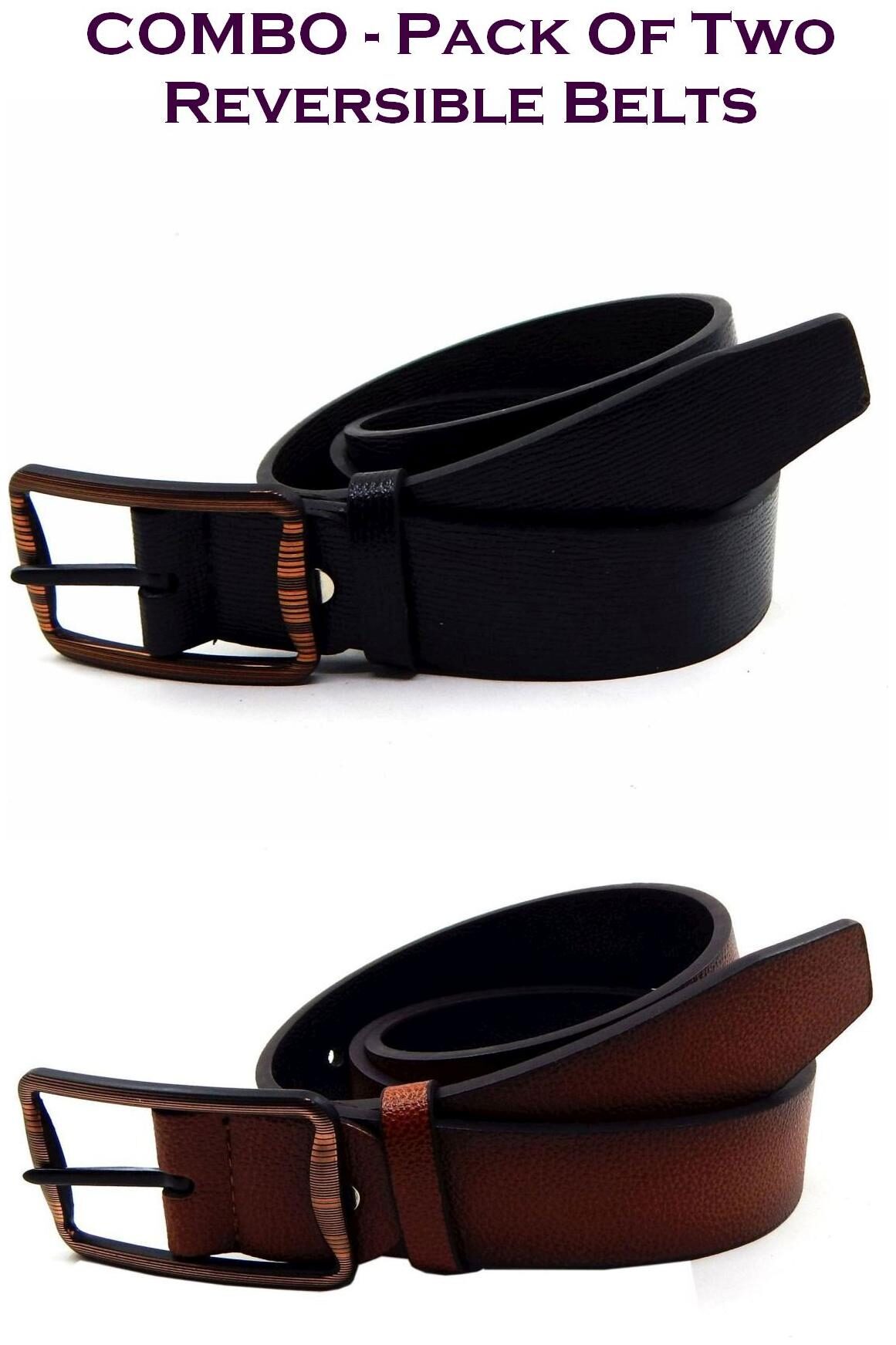 

Els Men Multi Reversible Synthetic leather Belt (Size 40 Pack of 2 )