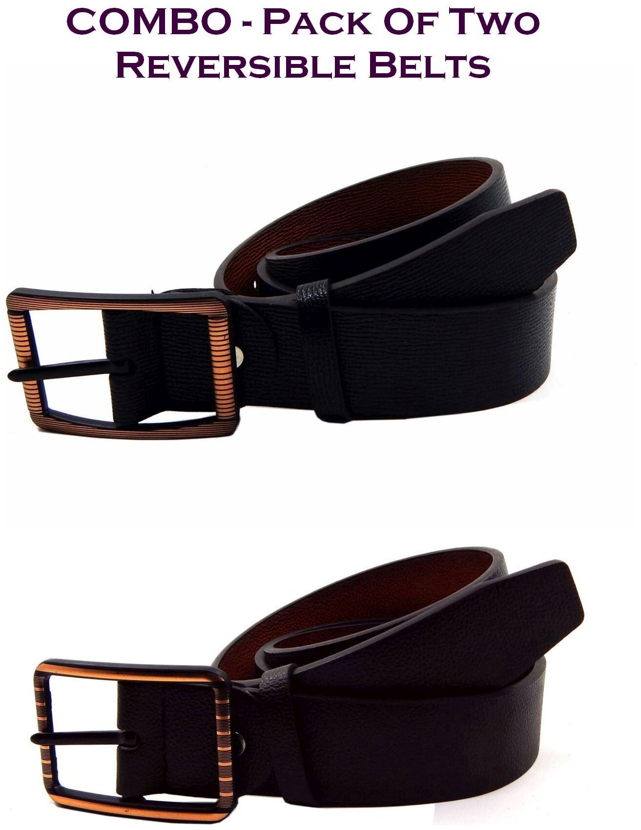 

Els Men Multi Reversible Synthetic leather Belt (Size 38 Pack of 2 )