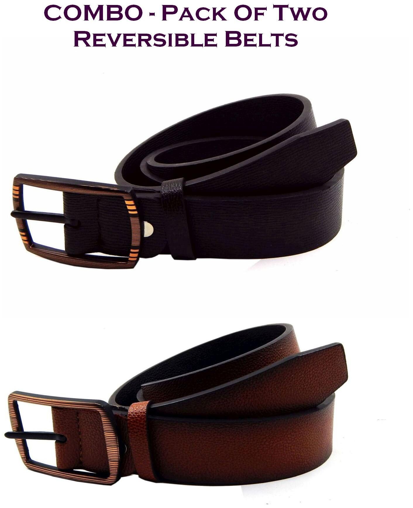 

Els Men Multi Reversible Synthetic leather Belt (Size 34 Pack of 2 )