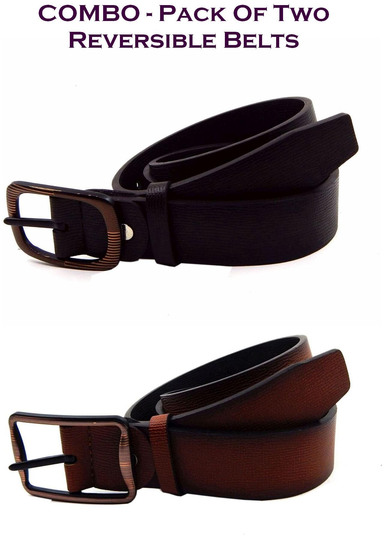 

Els Men Multi Reversible Synthetic leather Belt (Size 38 Pack of 2 )