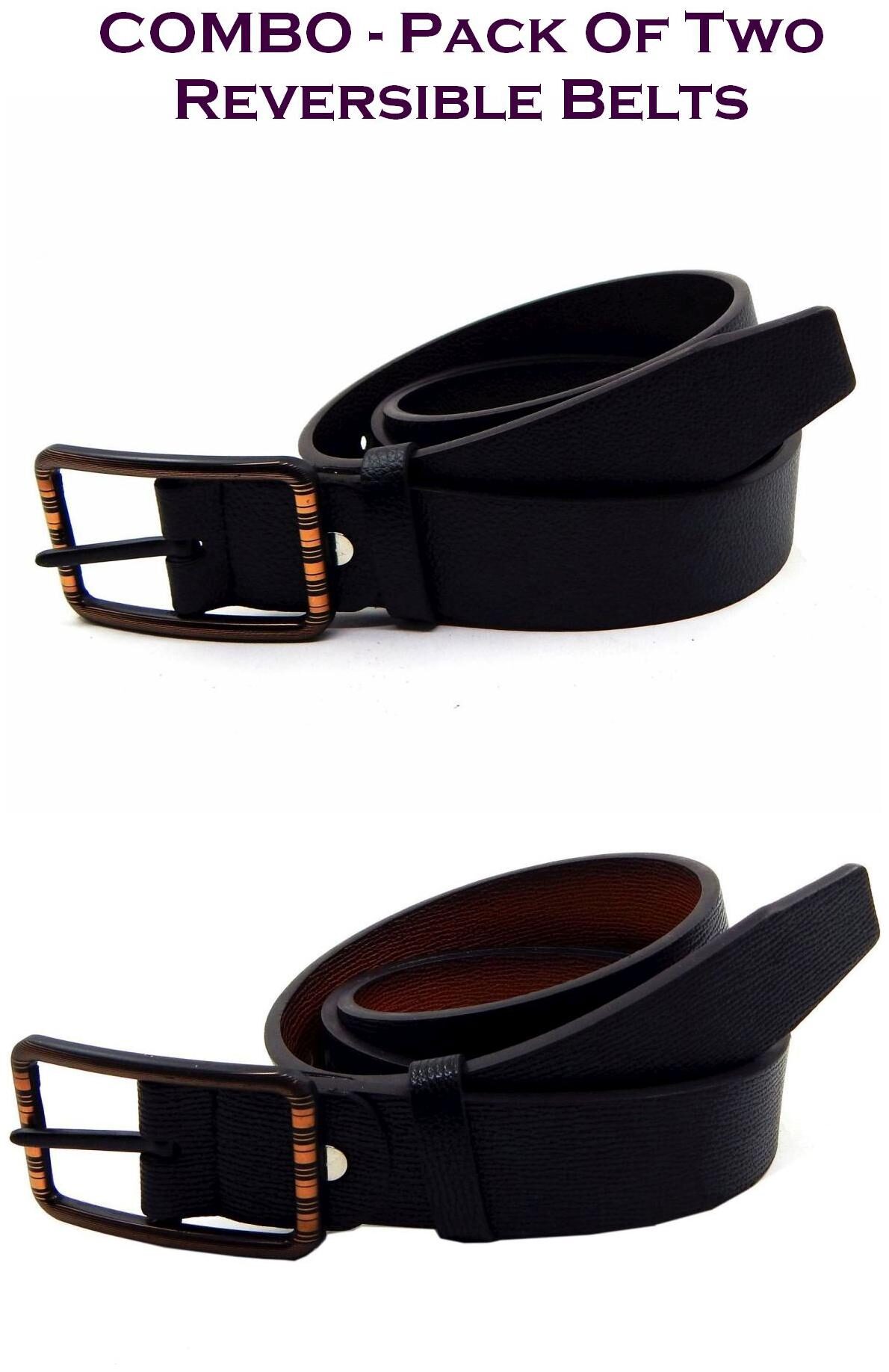 

Els Men Multi Reversible Synthetic leather Belt (Size 34 Pack of 2 )