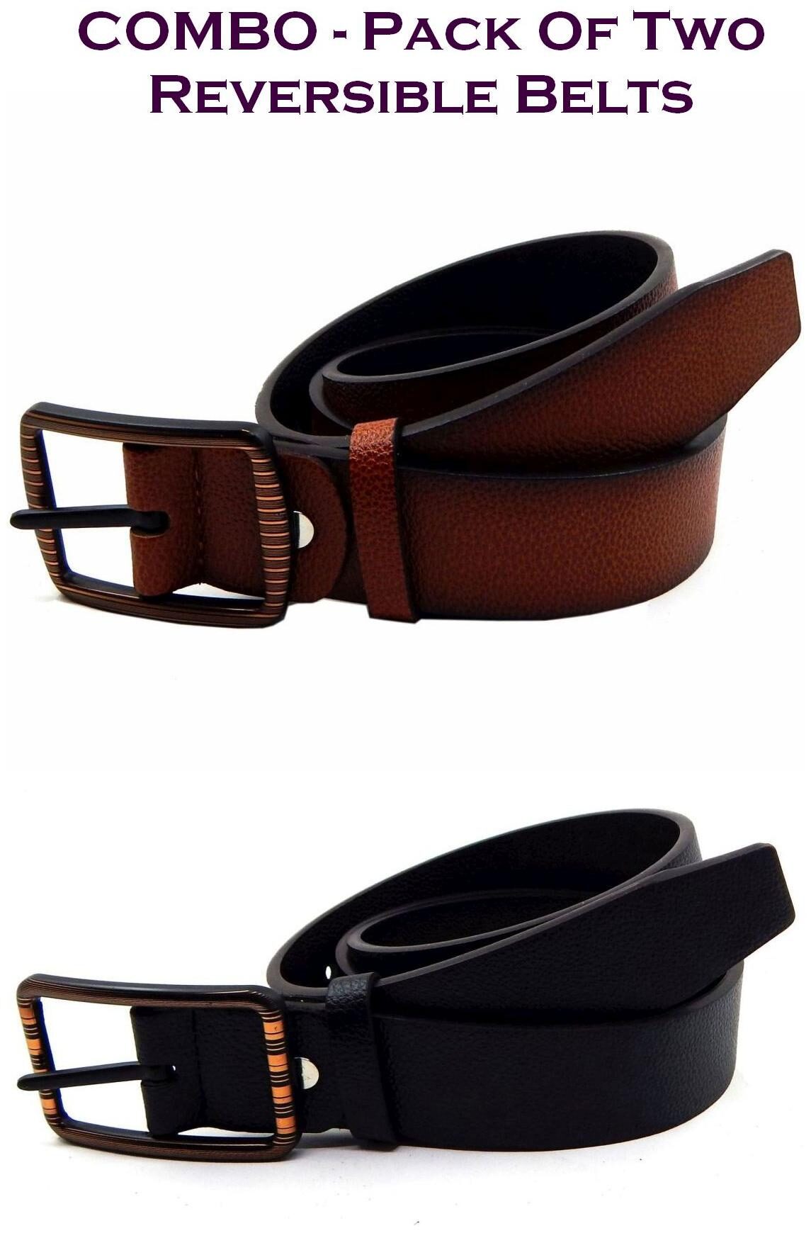 

Els Men Multi Reversible Synthetic leather Belt (Size 34 Pack of 2 )