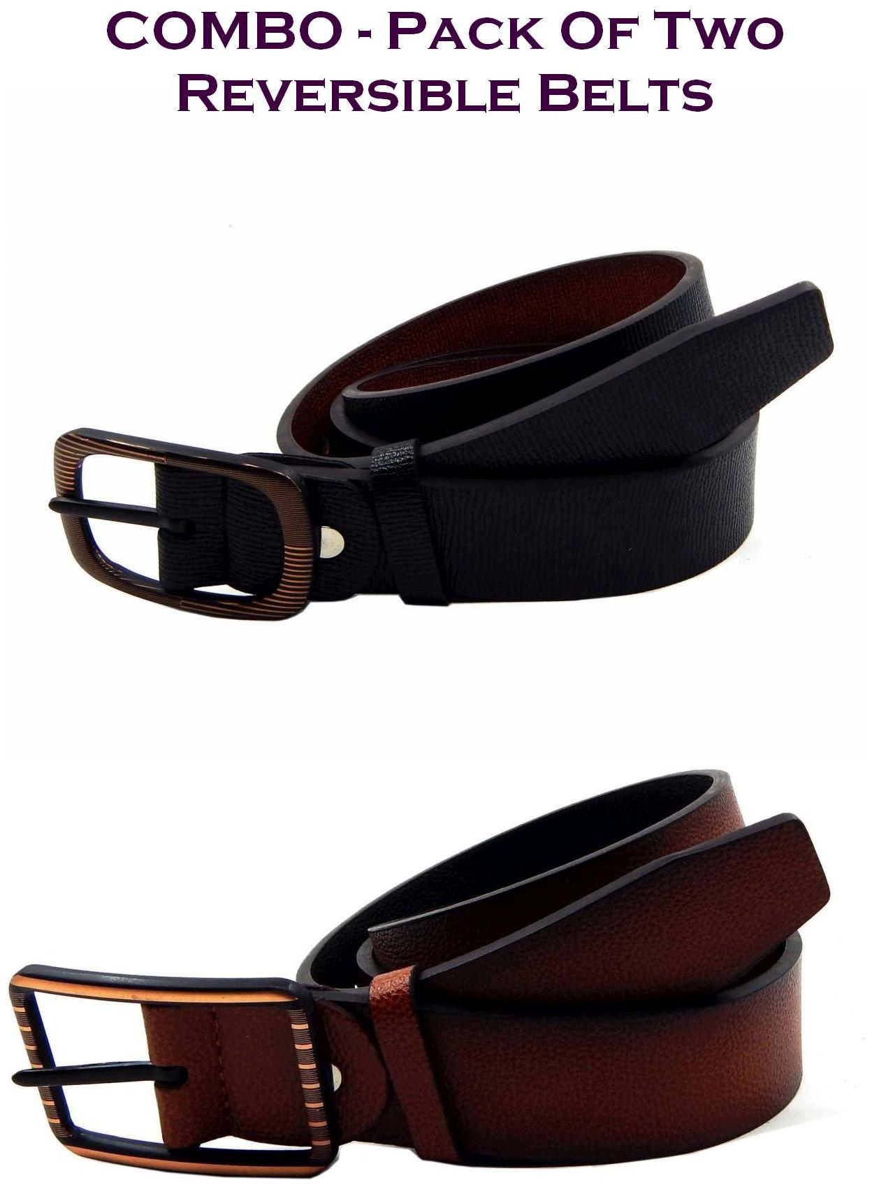 

Els Men Multi Reversible Synthetic leather Belt (Size 34 Pack of 2 )
