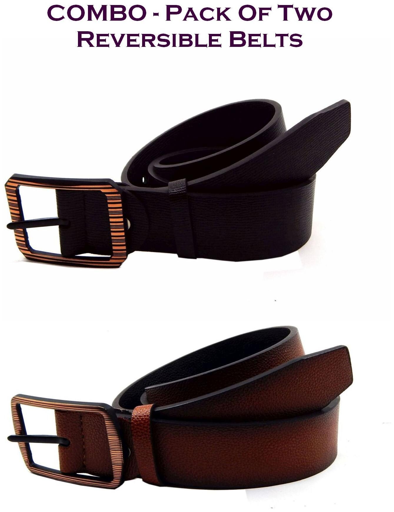 

Els Men Multi Reversible Synthetic leather Belt (Size 38 Pack of 2 )