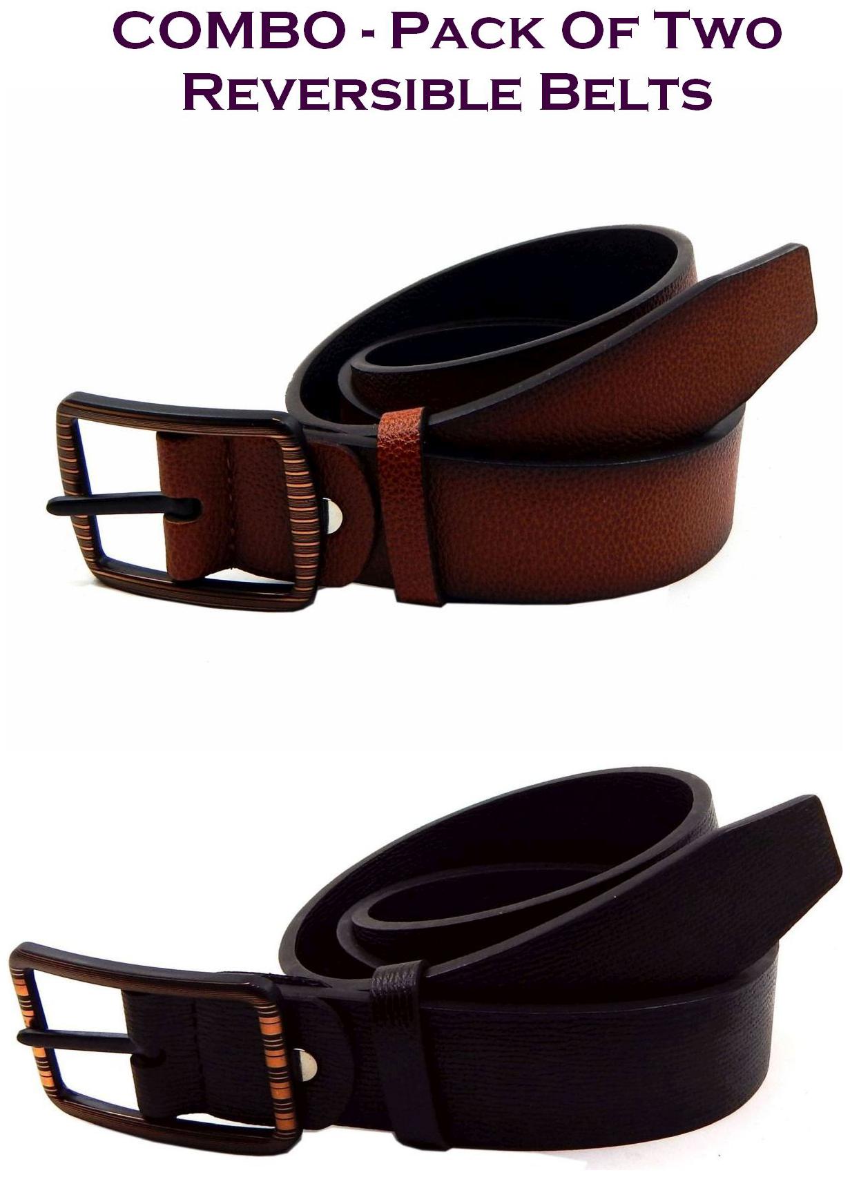 

Els Men Multi Reversible Synthetic leather Belt (Size 38 Pack of 2 )