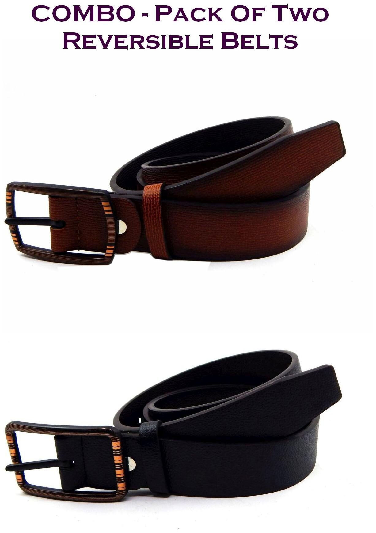 

Els Men Multi Reversible Synthetic leather Belt (Size 34 Pack of 2 )