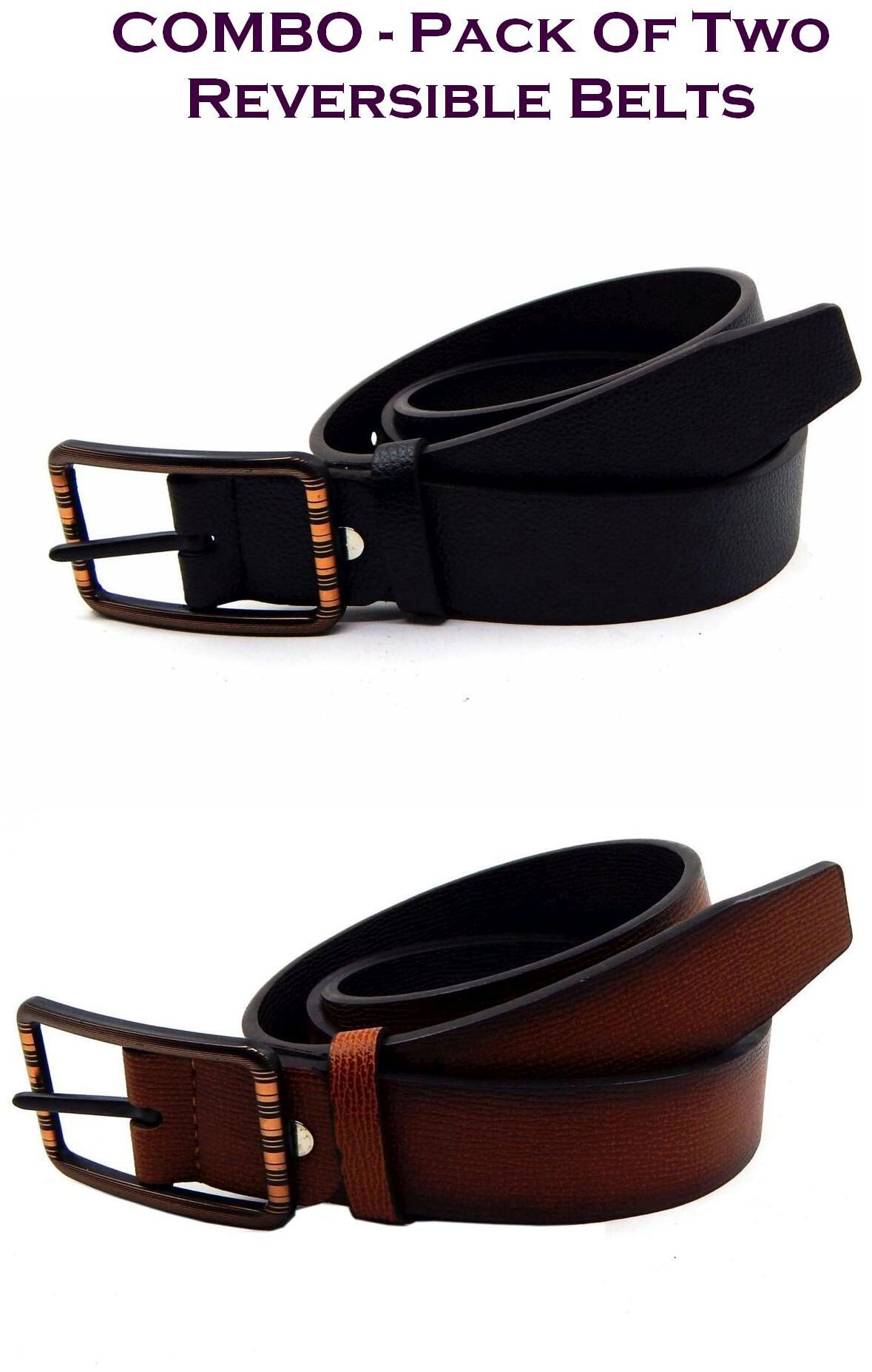 

Els Men Multi Reversible Synthetic leather Belt (Size 34 Pack of 2 )