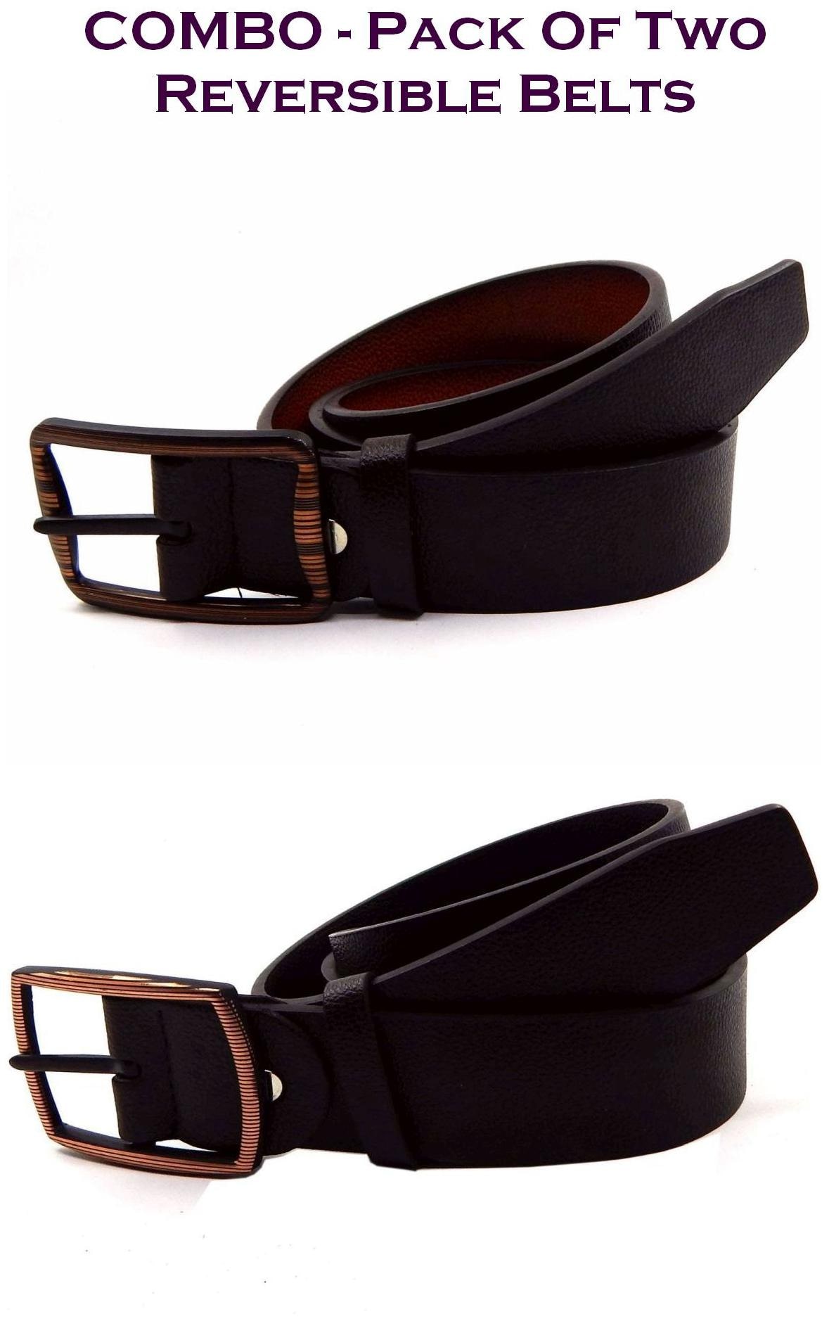 

Els Men Multi Reversible Synthetic leather Belt (Size 40 Pack of 2 )
