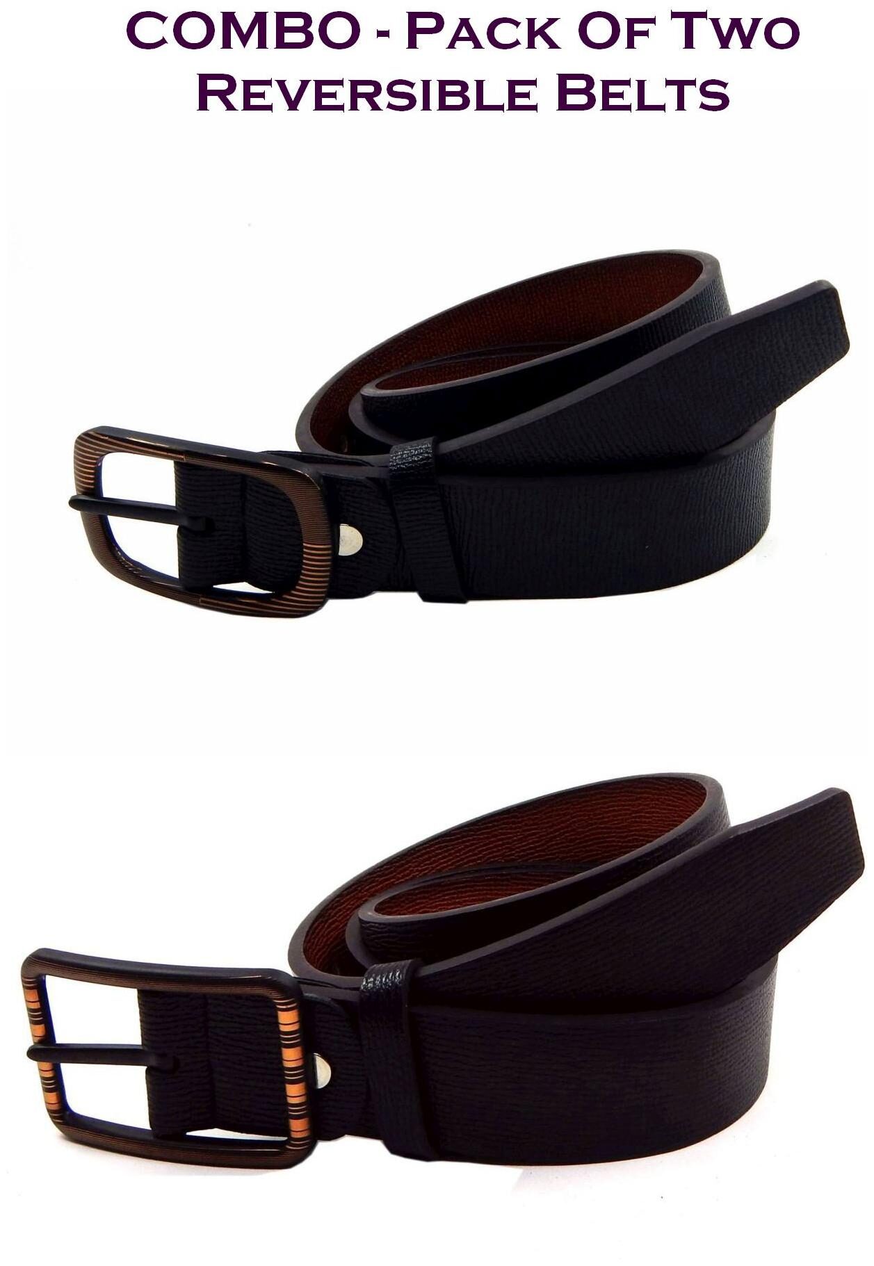 

Els Men Multi Reversible Synthetic leather Belt (Size 34 Pack of 2 )