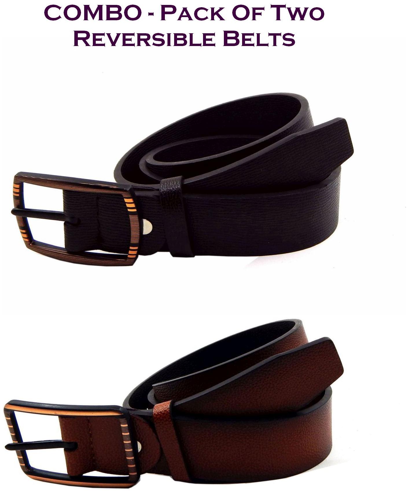 

Els Men Multi Reversible Synthetic leather Belt (Size 34 Pack of 2 )