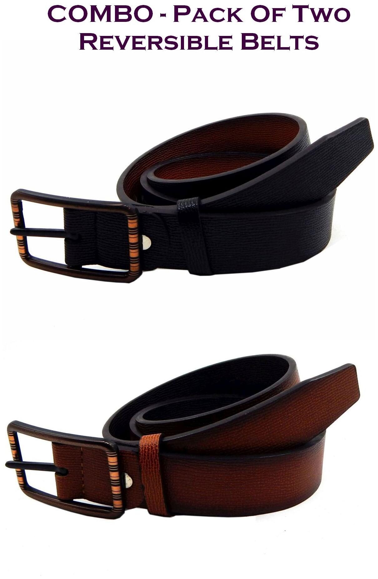 

Els Men Multi Reversible Synthetic leather Belt (Size 38 Pack of 2 )