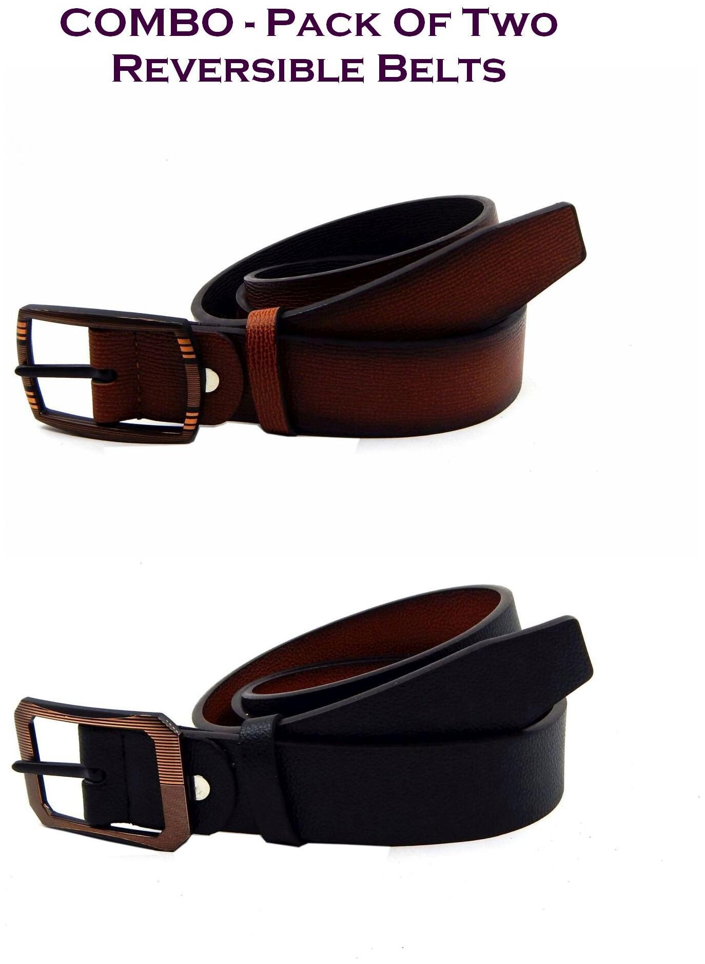

Els Men Multi Reversible Synthetic leather Belt (Size 38 Pack of 2 )