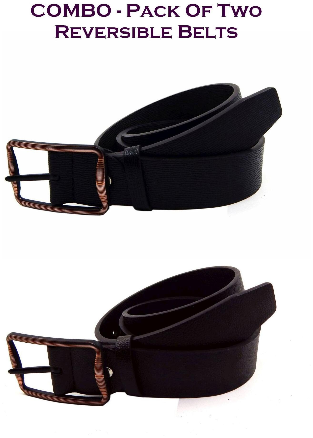 

Els Men Black Brown Reversible Synthetic leather Belt (Size 40 Pack of 2 )