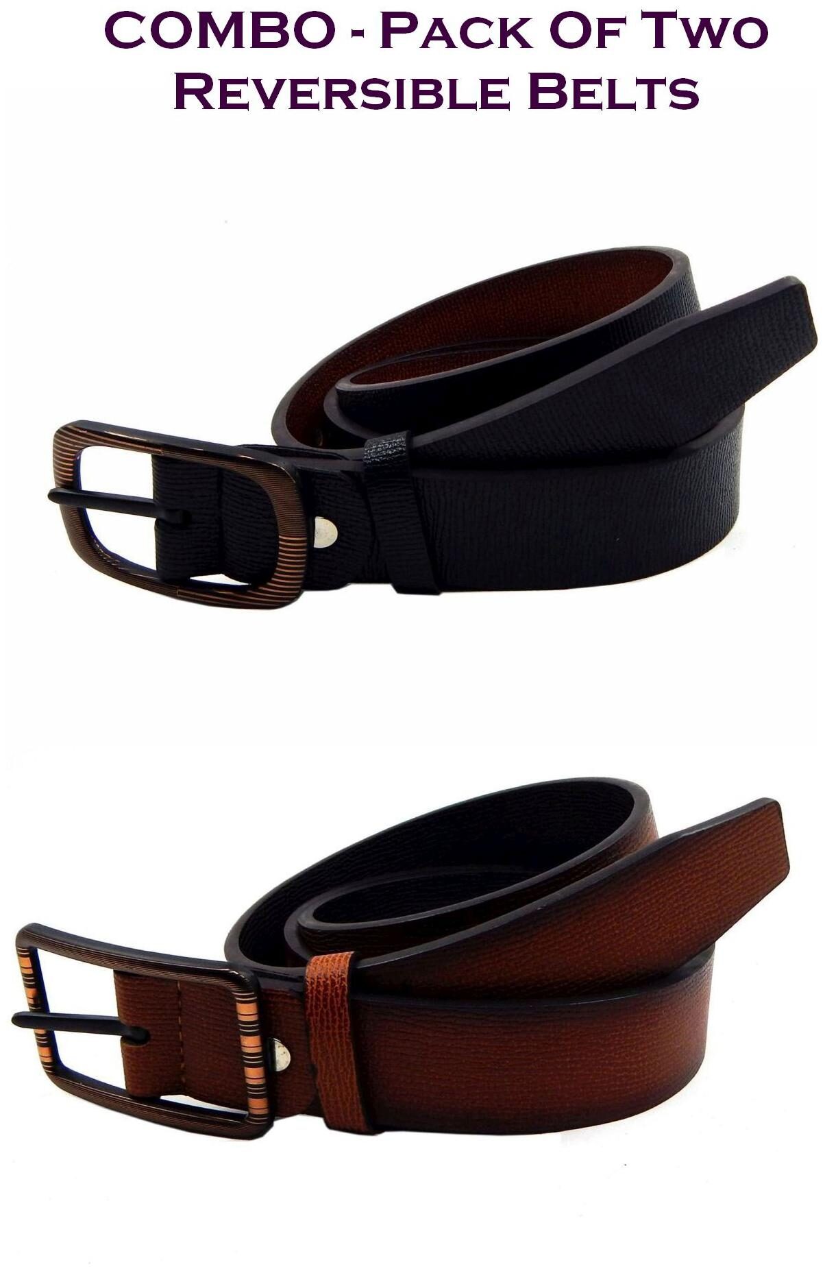 

Els Men Multi Reversible Synthetic leather Belt (Size 38 Pack of 2 )