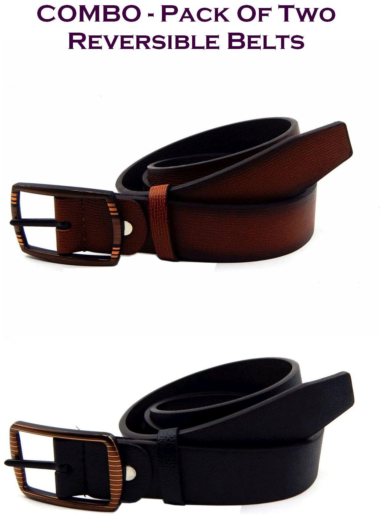 

Els Men Multi Reversible Synthetic leather Belt (Size 36 Pack of 2 )