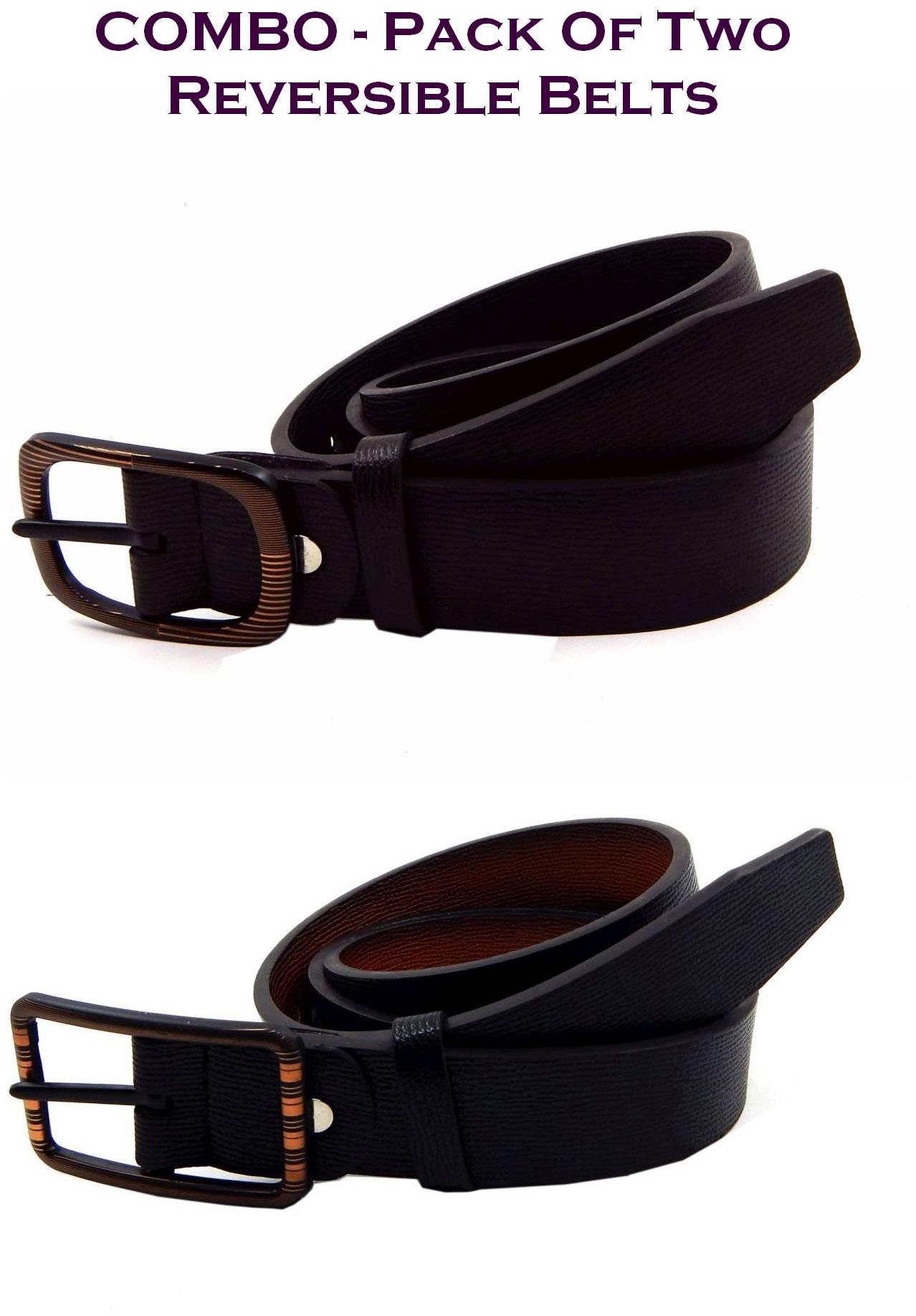 

Els Men Multi Reversible Synthetic leather Belt (Size 34 Pack of 2 )