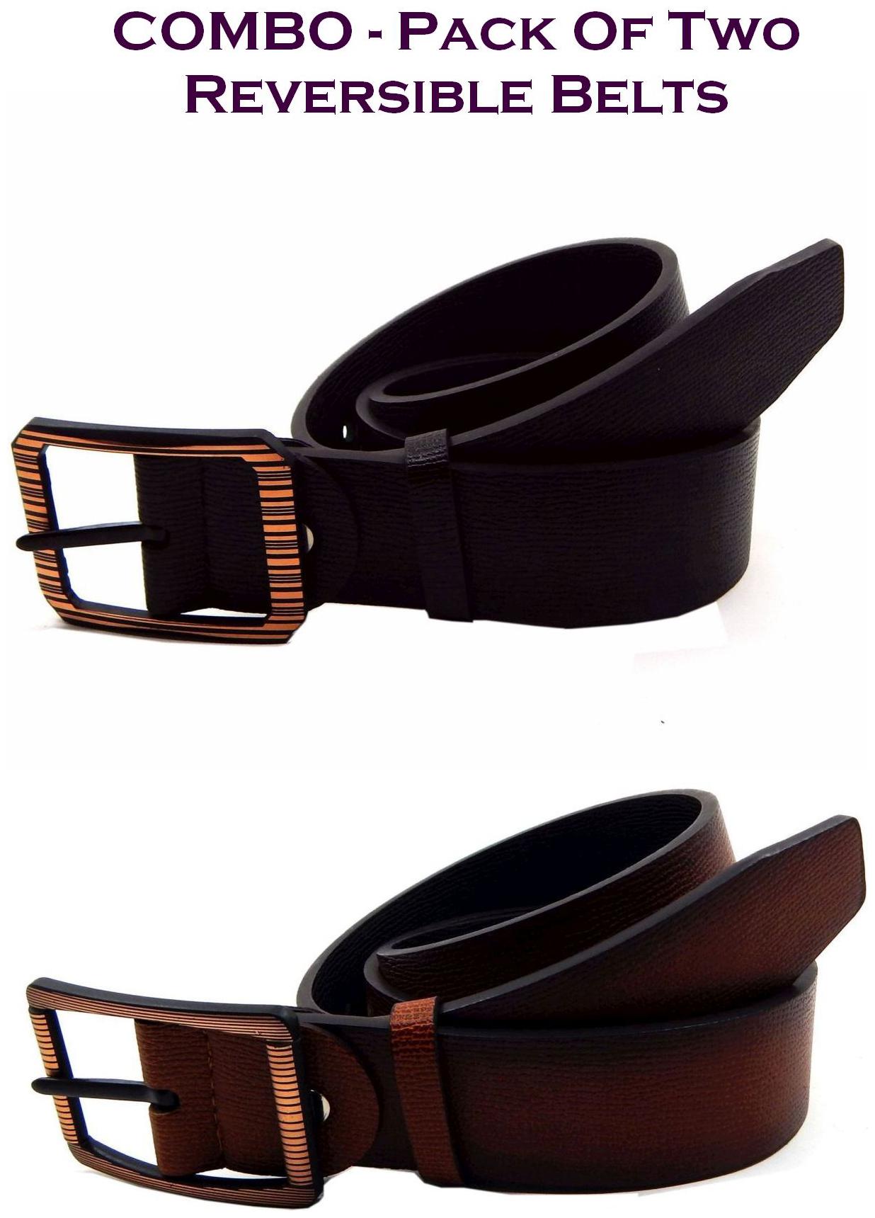 

Els Men Multi Reversible Synthetic leather Belt (Size 40 Pack of 2 )