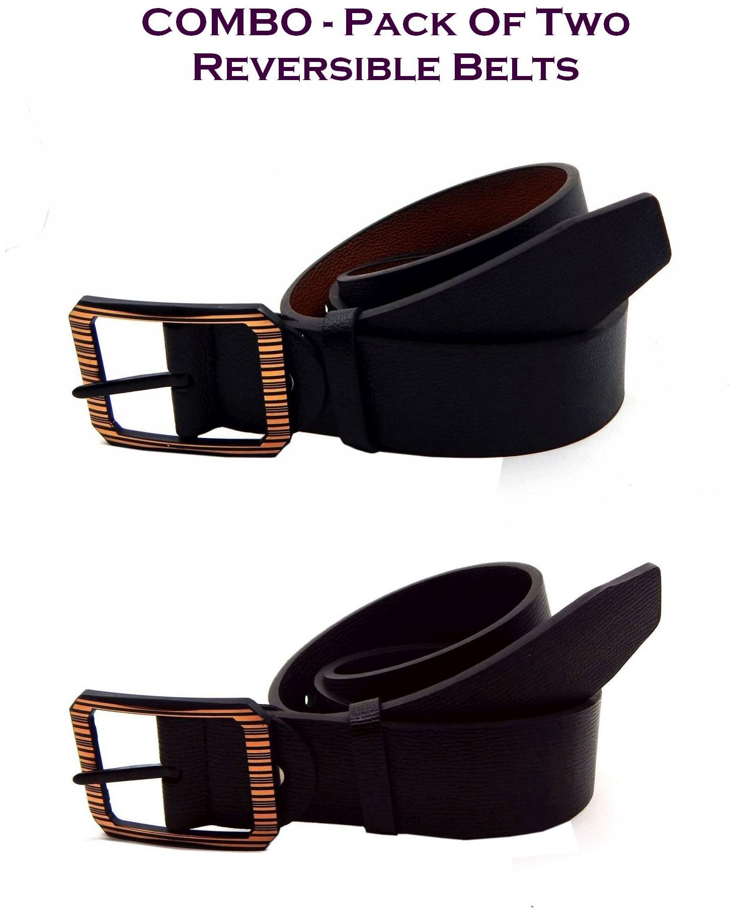 

Els Men Multi Reversible Synthetic leather Belt (Size 34 Pack of 2 )