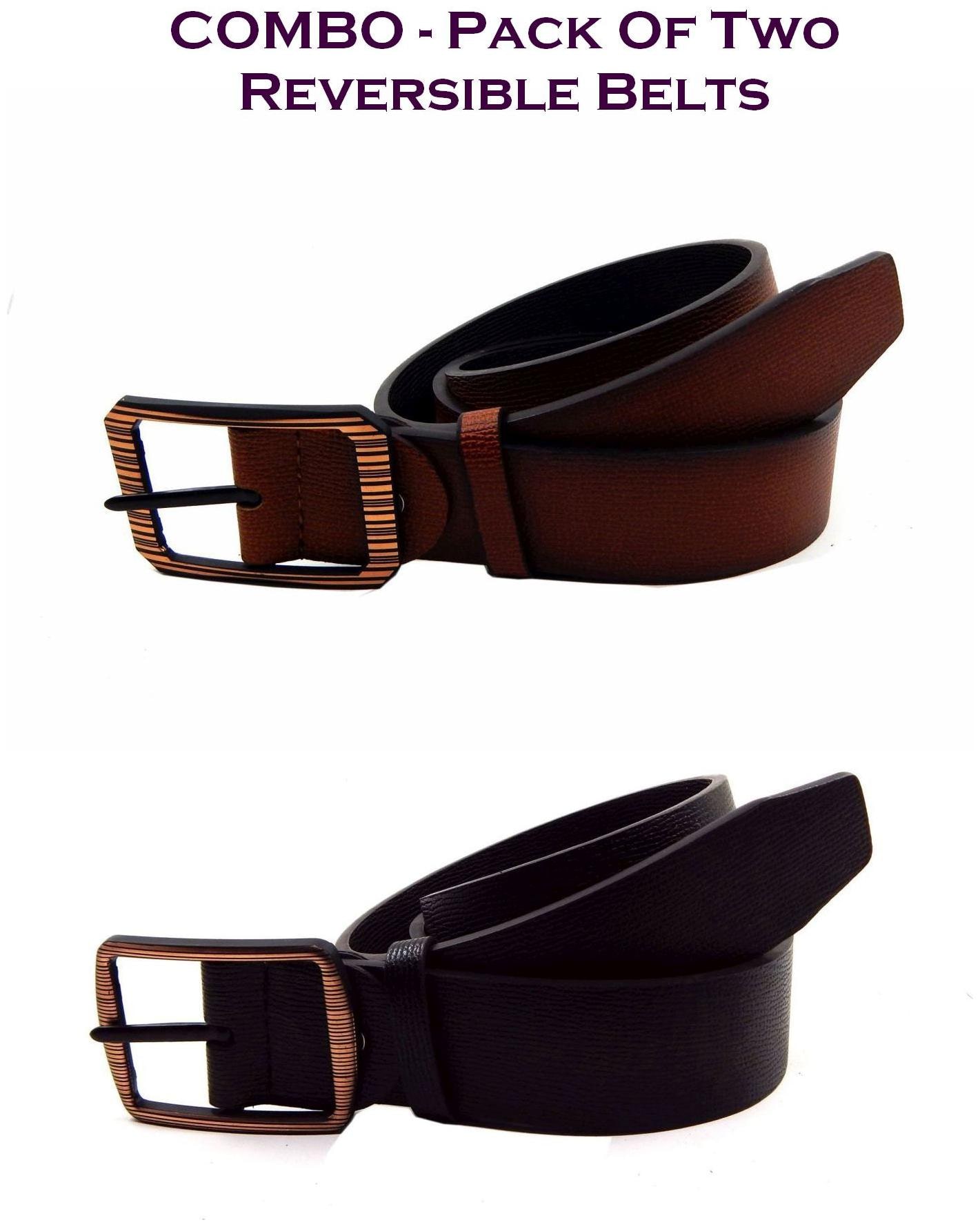 

Els Men Multi Reversible Synthetic leather Belt (Size 34 Pack of 2 )