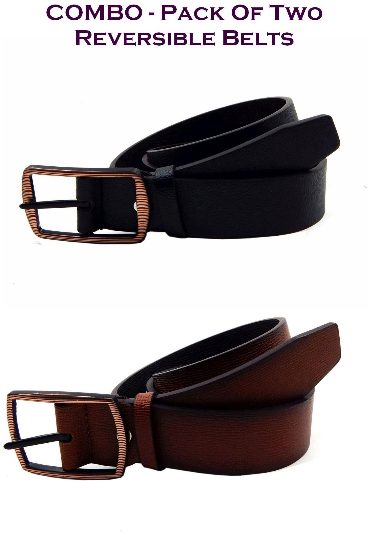 

Els Men Multi Reversible Synthetic leather Belt (Size 38 Pack of 2 )