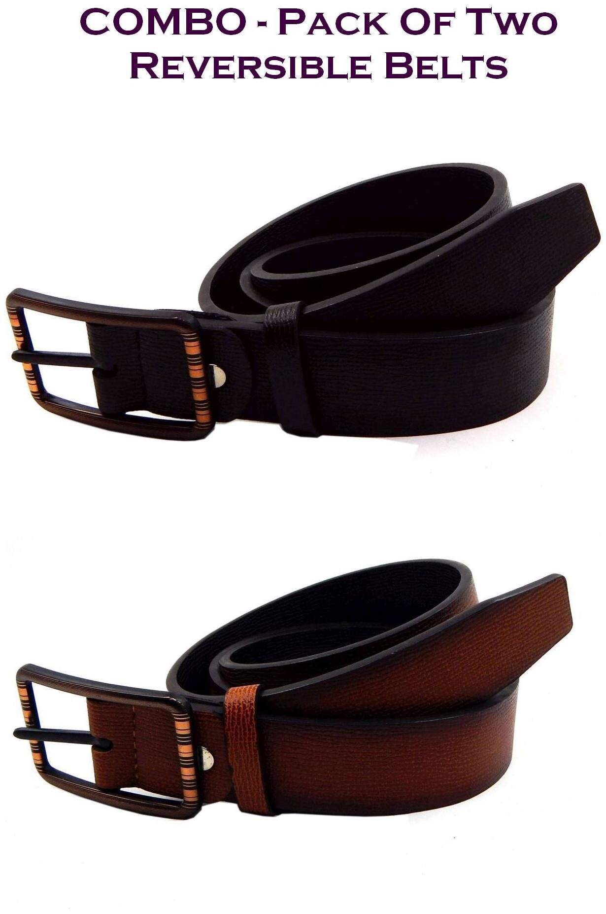 

Els Men Multi Reversible Synthetic leather Belt (Size 36 Pack of 2 )